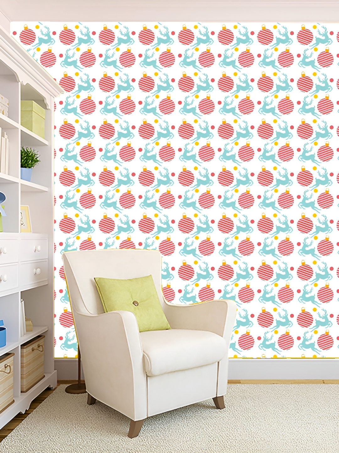 

KSHIRSA White & Pink Printed Self-Adhesive 3D Wallpaper