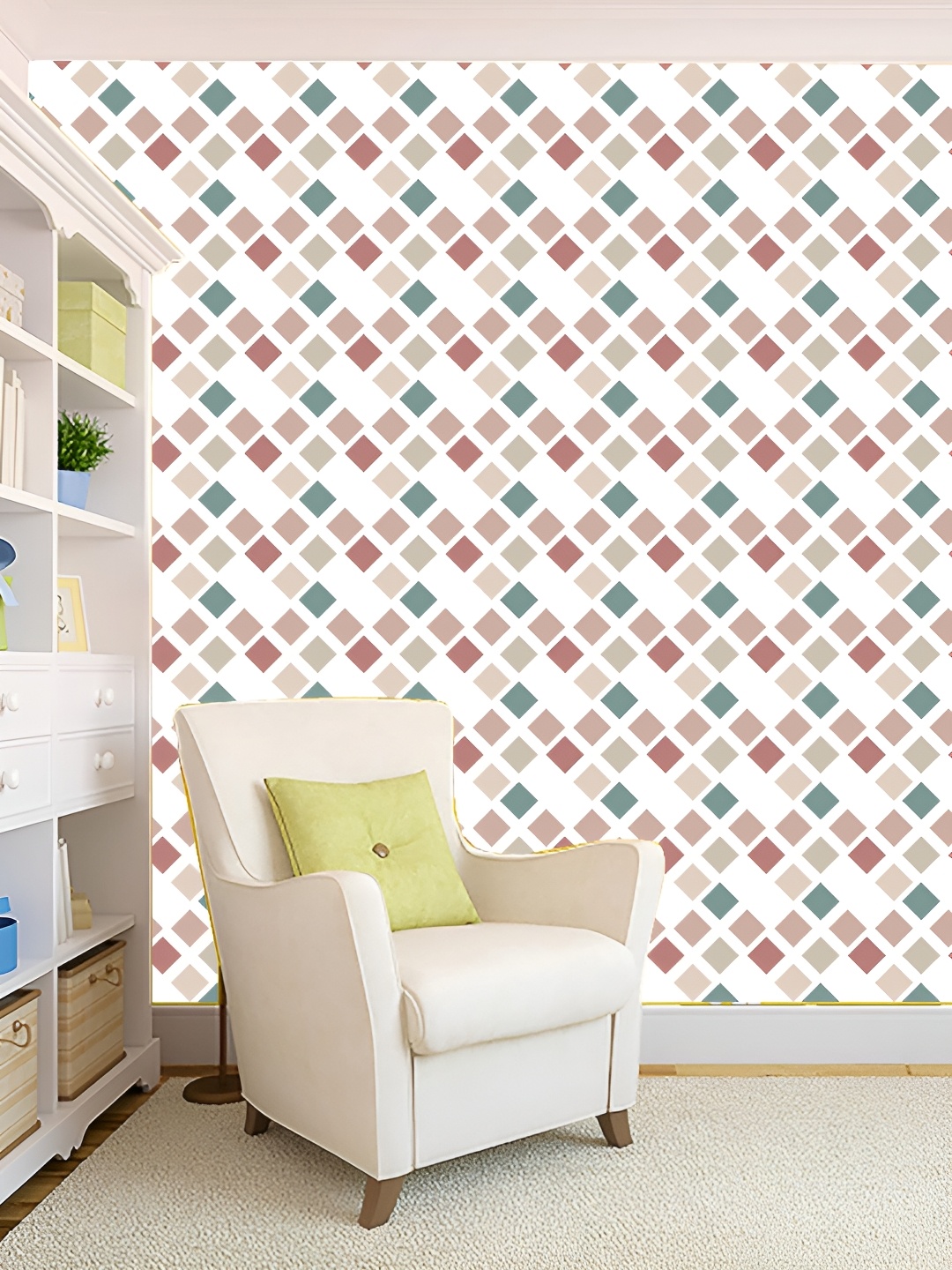 

KSHIRSA White & Mauve Abstract Printed Self-Adhesive 3D Wallpaper