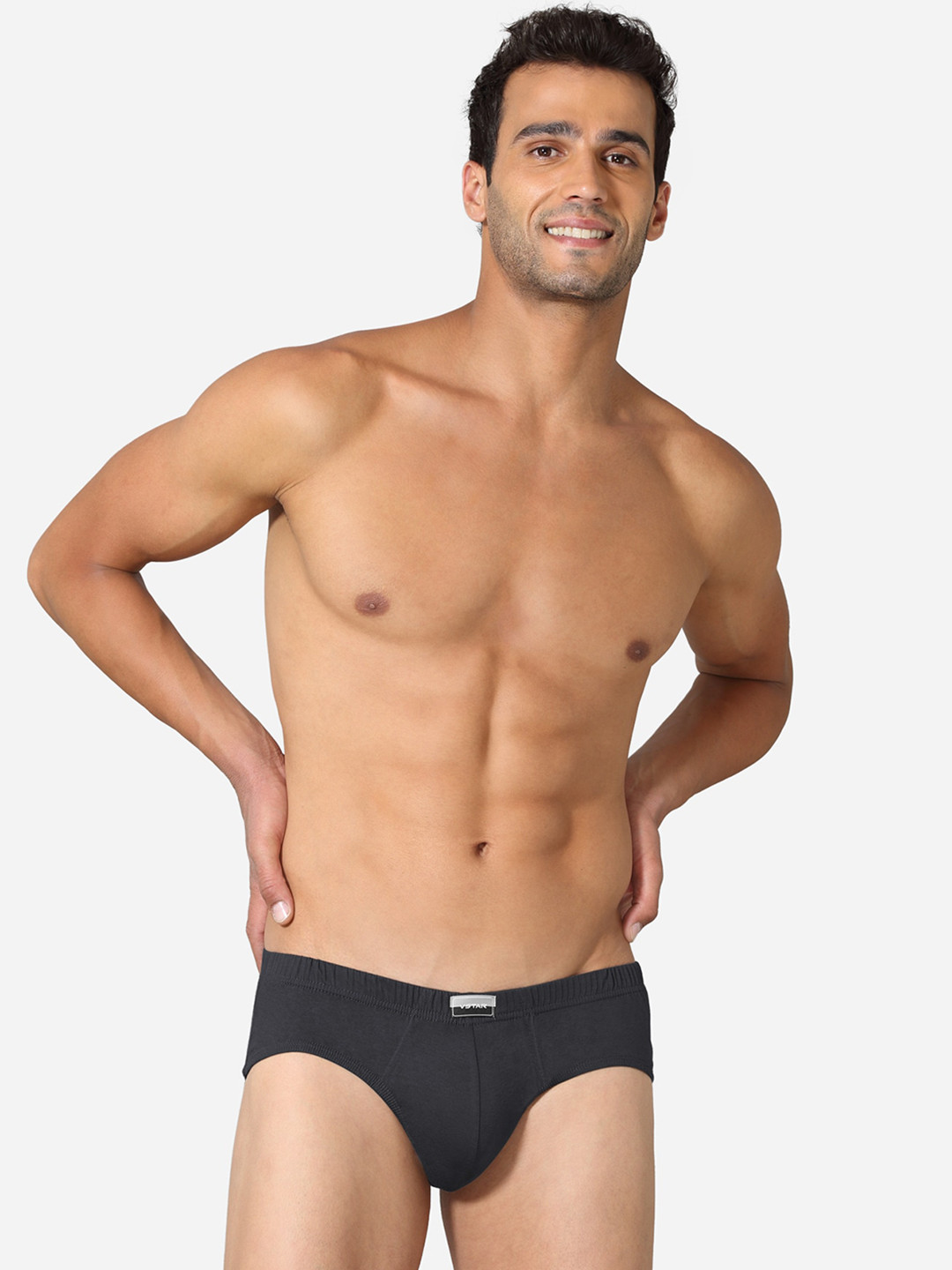 

VStar Pack Of 2 Combed Cotton Basic Briefs ACE NEO-2PCS-GRAPHITE-Graphite, Black