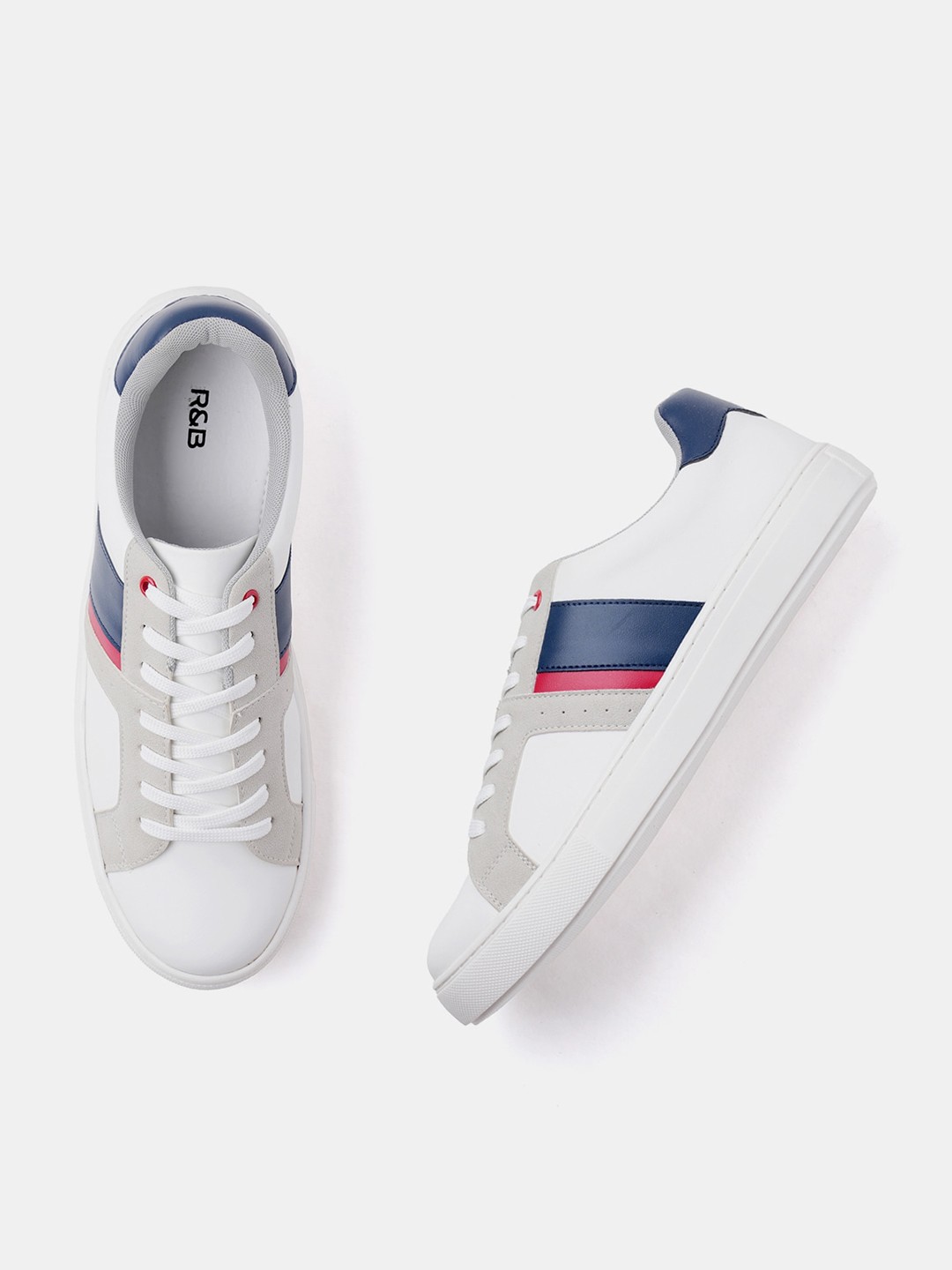 

R&B Men Colourblocked PU Sneakers, White
