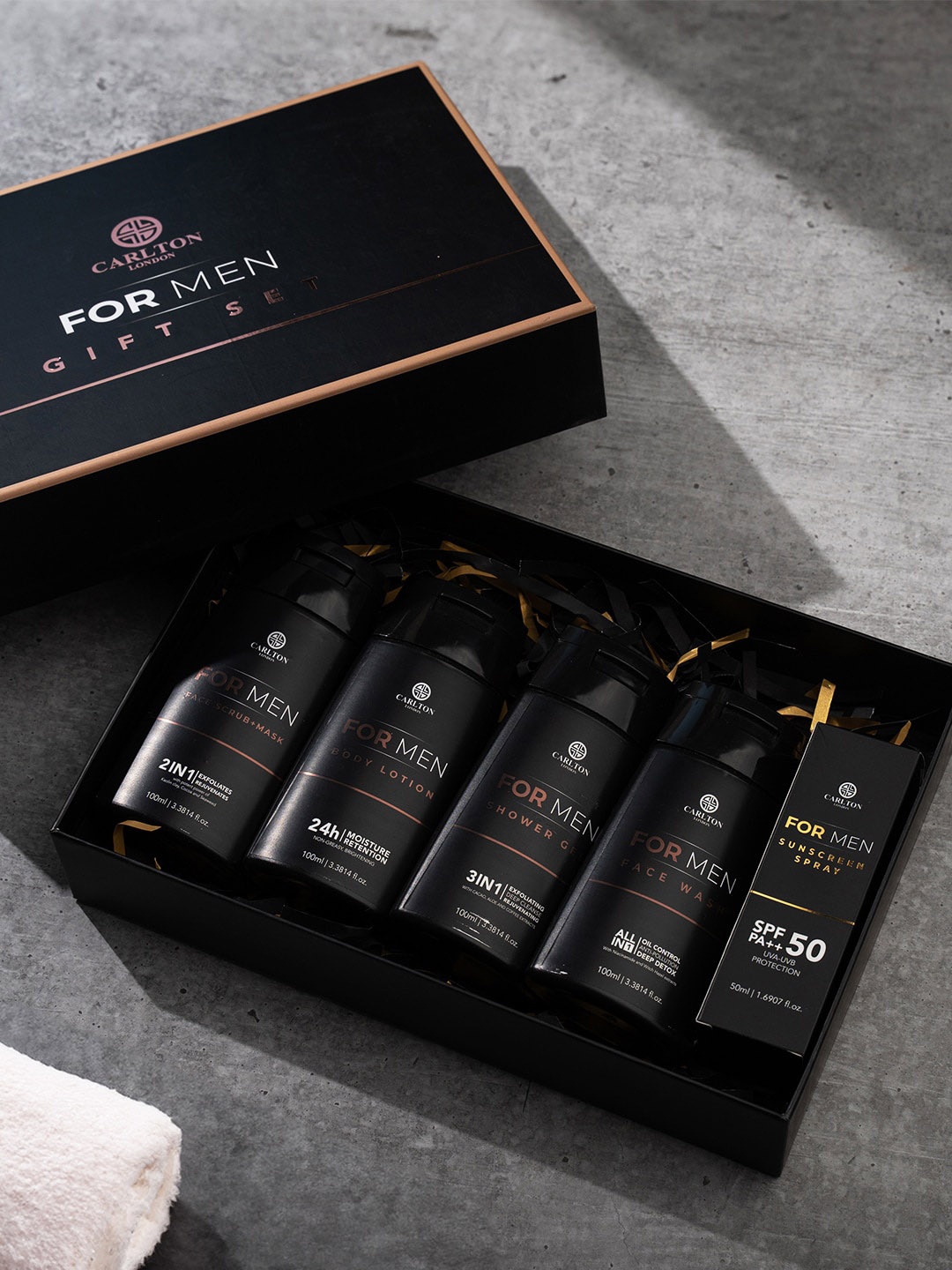 

Carlton London Set Of 5 Lotion Gel Facewash Face Scrub & Sunscreen Gift Set- 100ml + 50ml, Multi