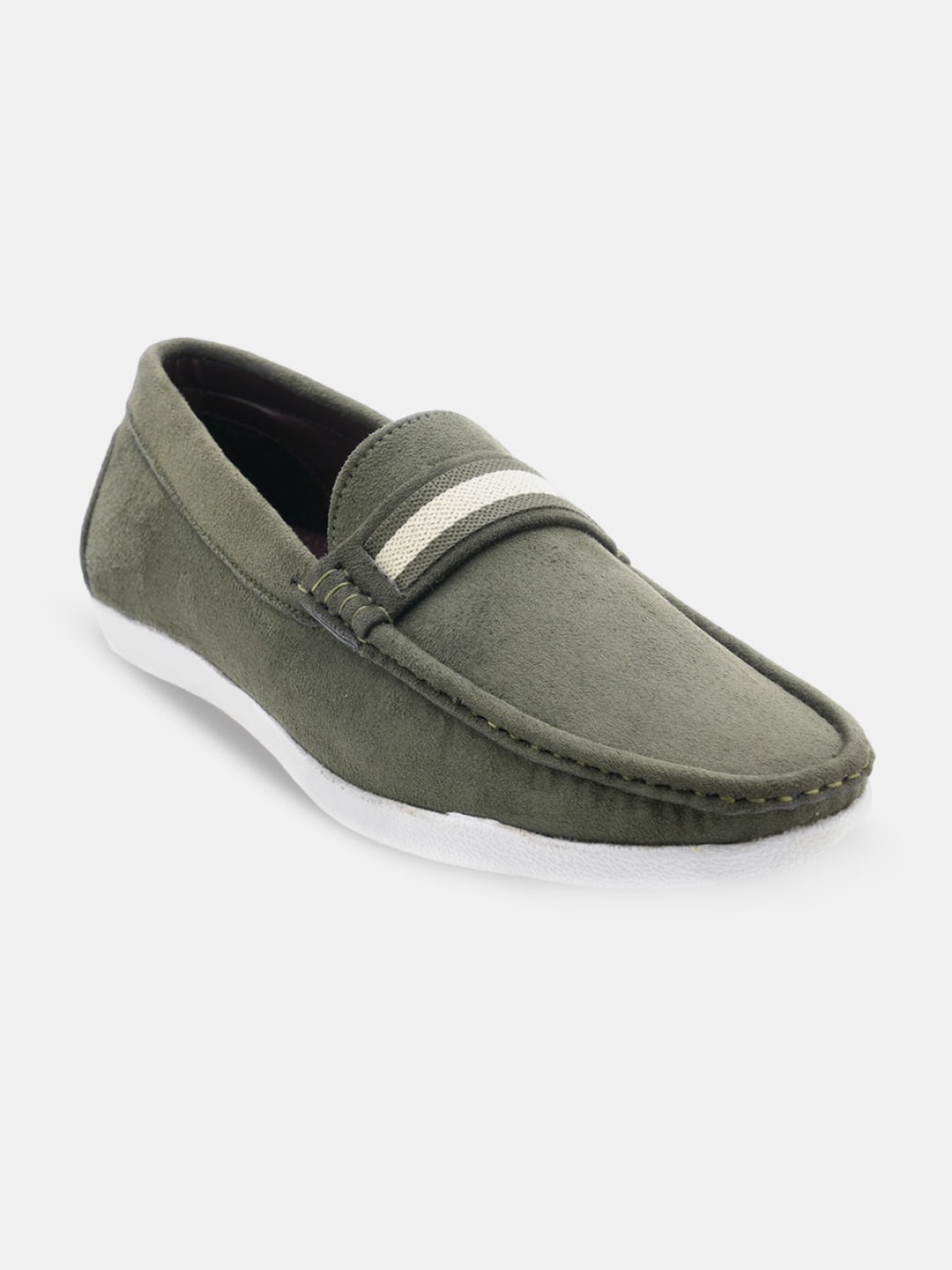 

R&B Men PU Loafers, Olive