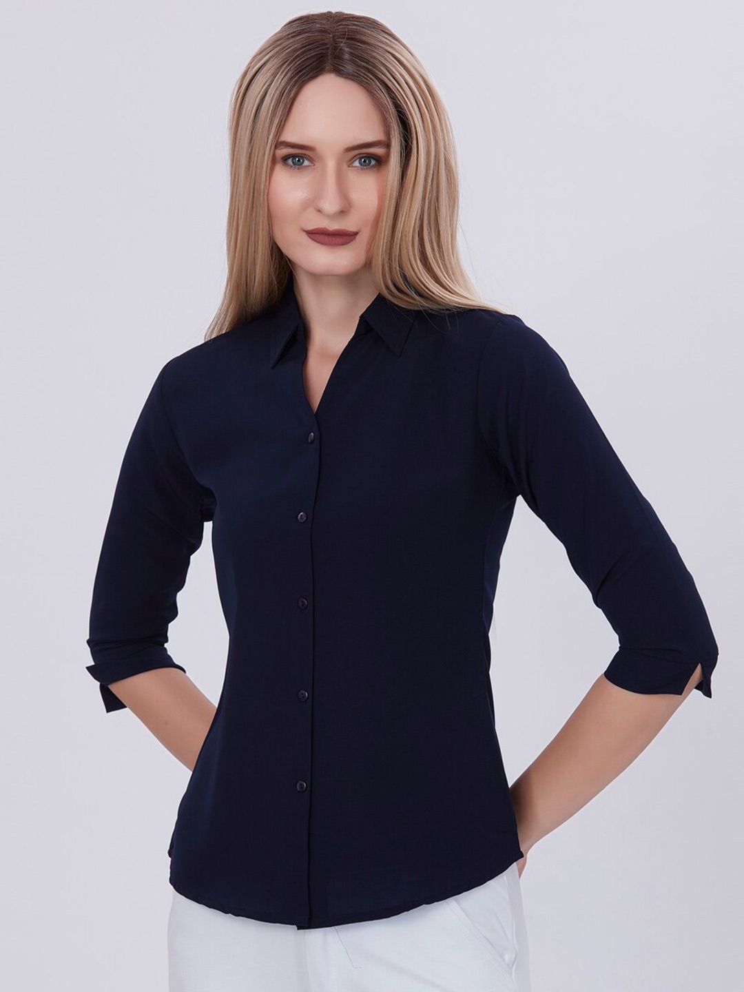 

Bigreams Comfort Slim Fit Cotton Formal Shirt, Navy blue