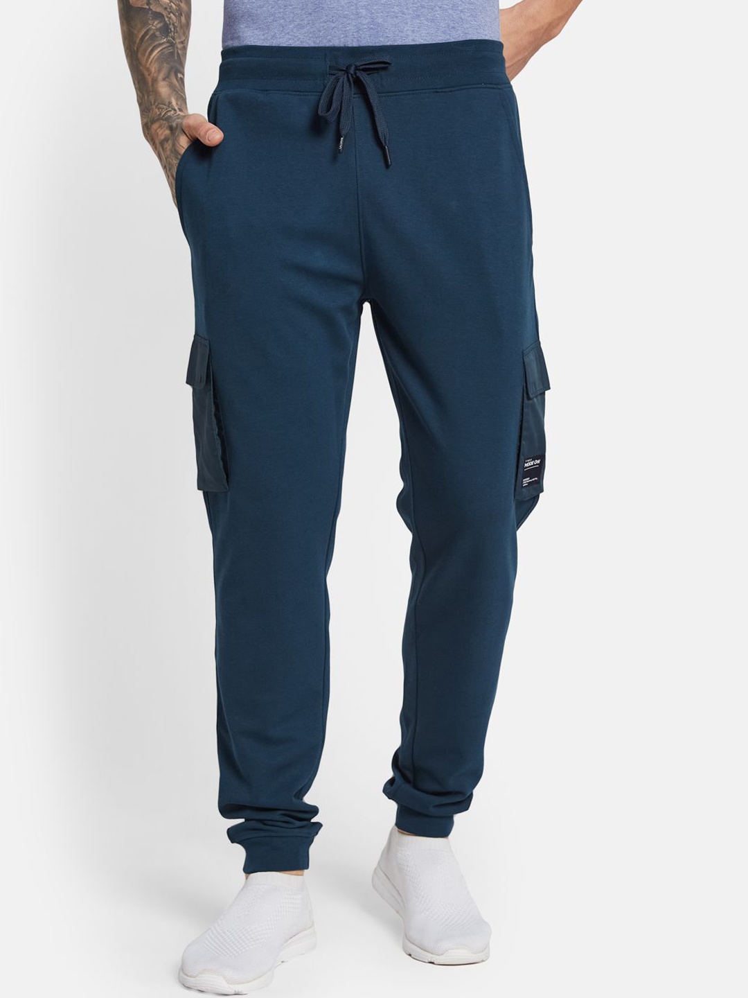 

Octave Ss24 Men Cotton Mid Rise Joggers, Blue