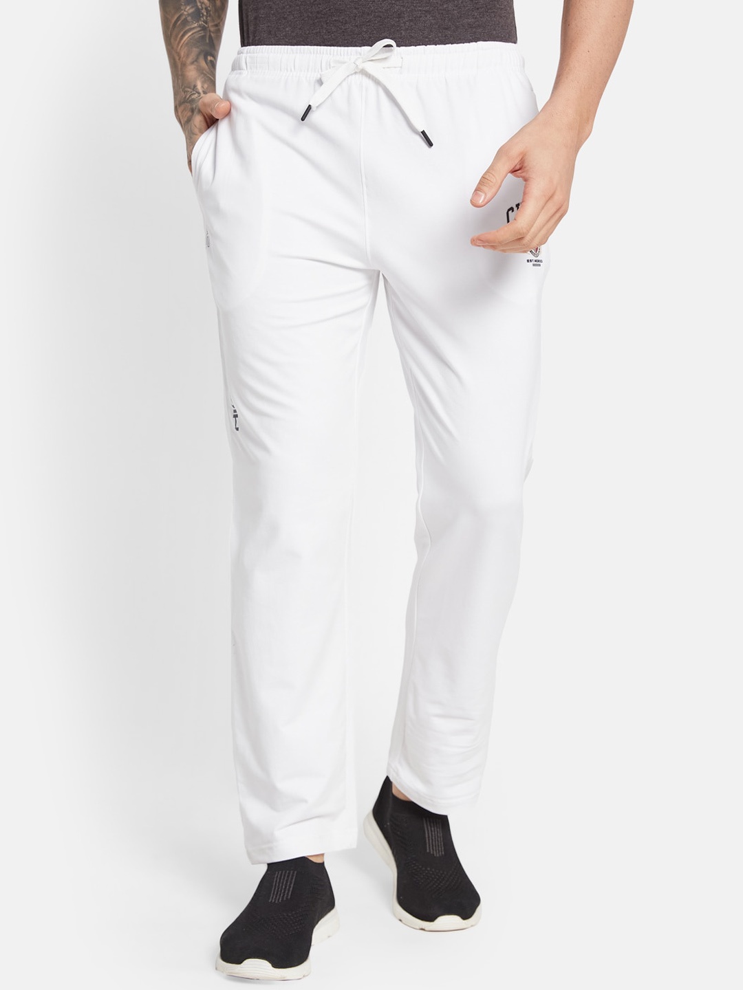 

Octave Men Solid Cotton Track Pants, White
