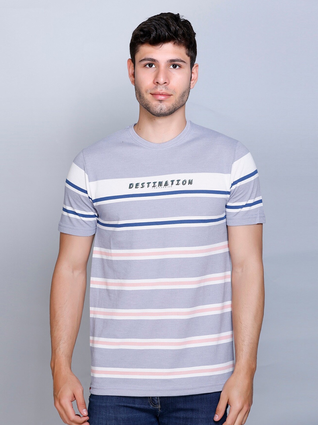 

Fort Collins Striped Round Neck Short Sleeves Regular Fit T-shirt, Blue
