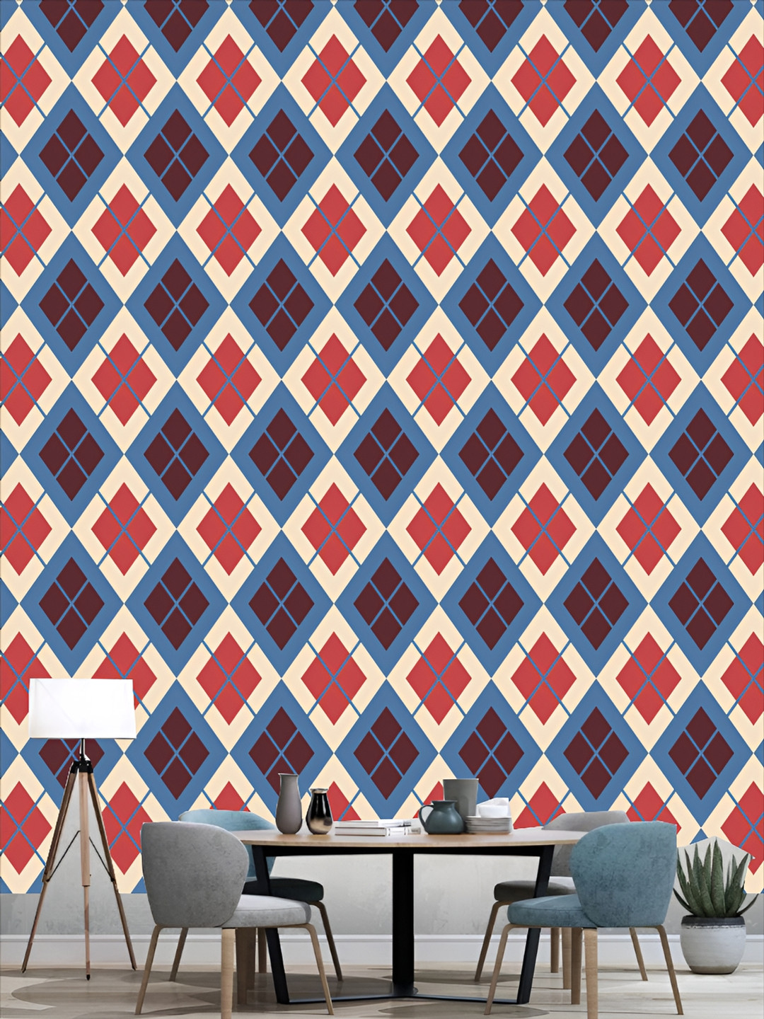 

KSHIRSA White & Red Abstract Printed Self-Adhesive 3D Wallpaper