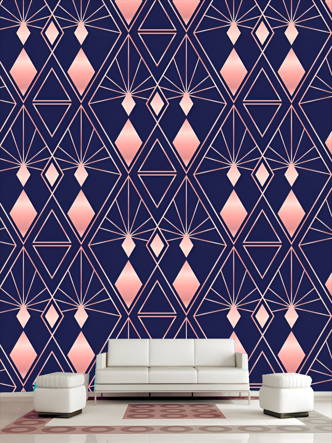 

KSHIRSA Navy Blue & Pink Printed Self-Adhesive 3D Wallpaper
