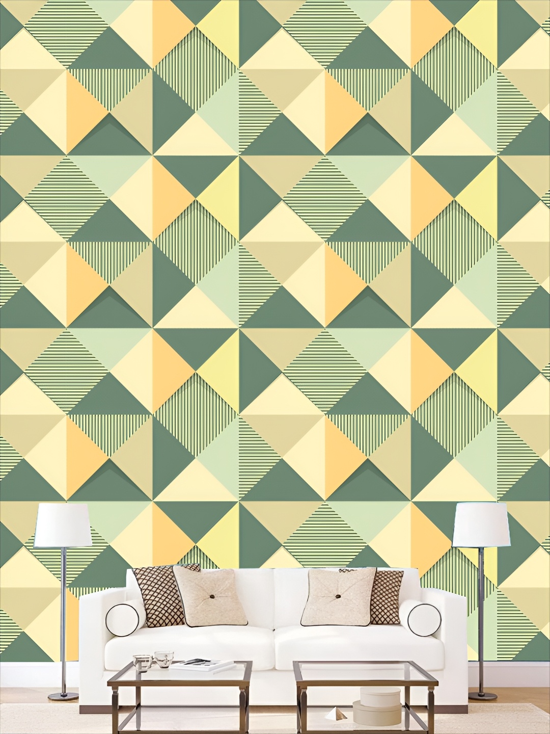

KSHIRSA Beige & Green 3D Printed Self Adhesive Wall Sticker