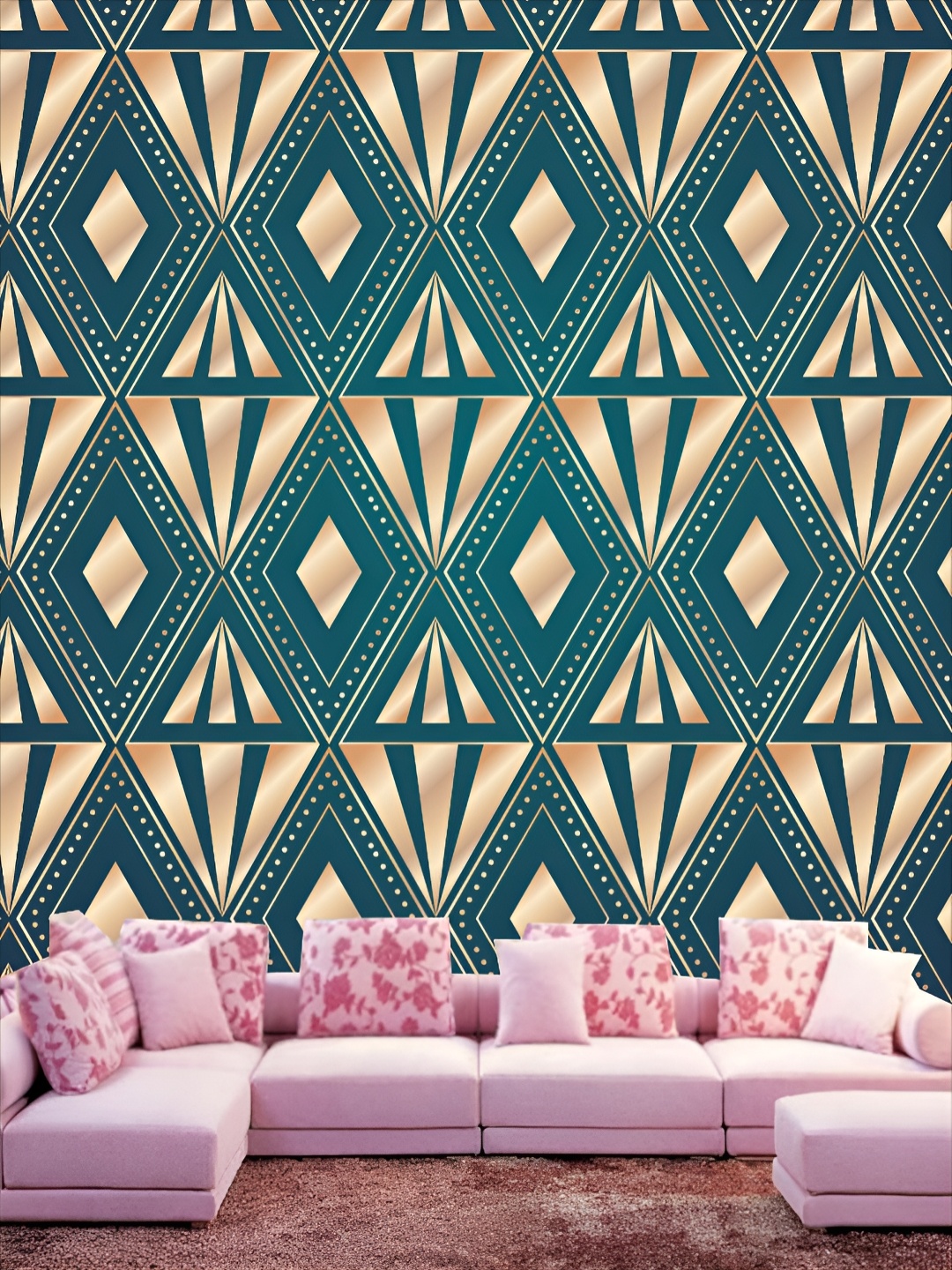 

KSHIRSA Green & Beige Printed Self-Adhesive 3D Wallpaper