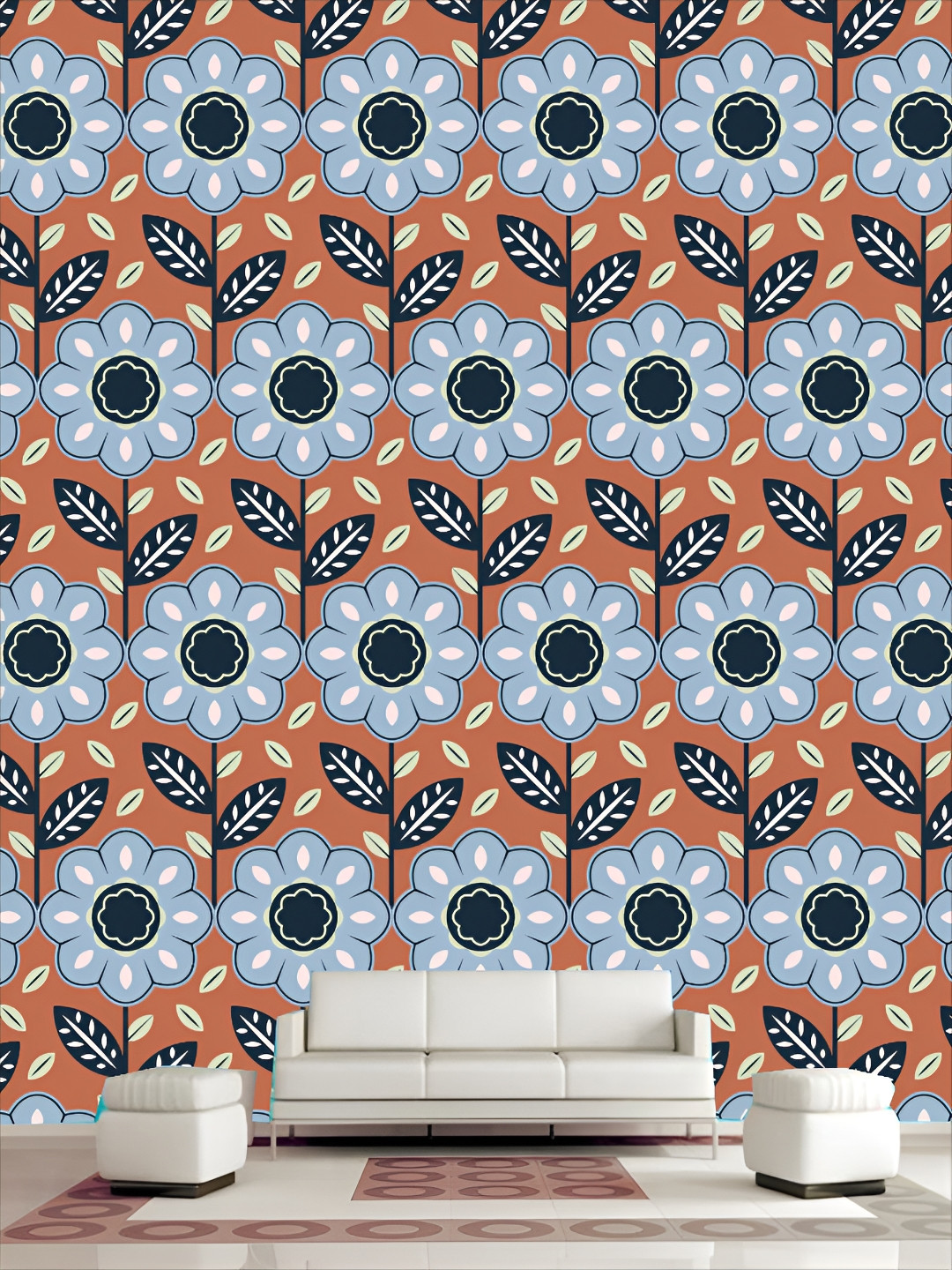 

KSHIRSA Brown & Blue 3D Printed Self Adhesive Wall Sticker