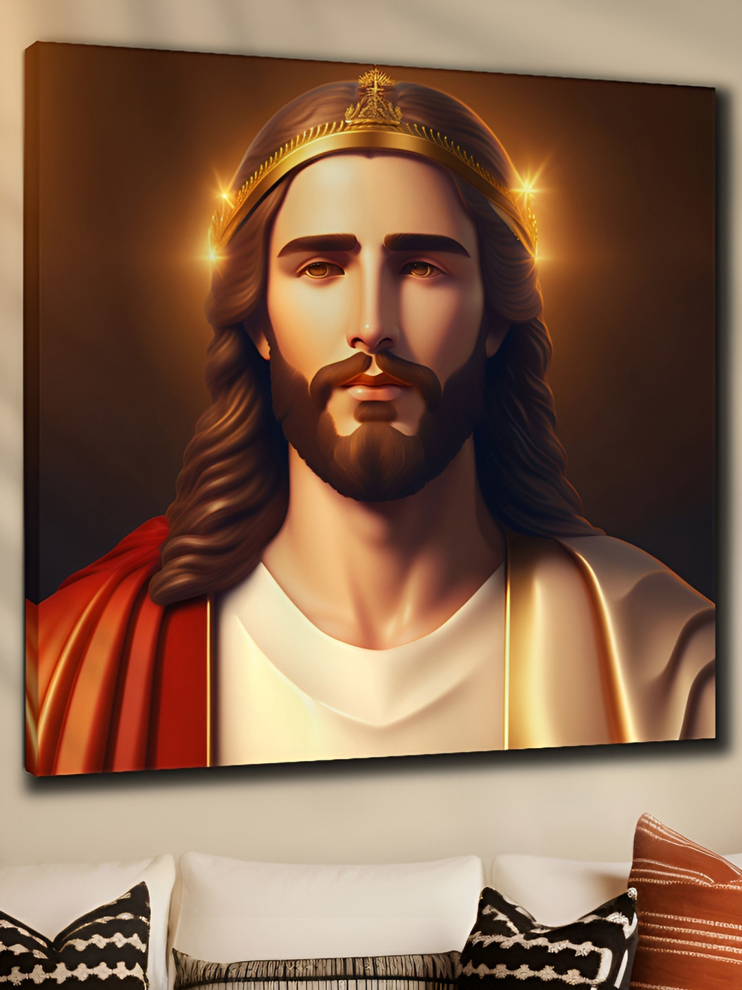 

SAF Orange & Cream-Coloured Wooden Lord Jesus Wall Art