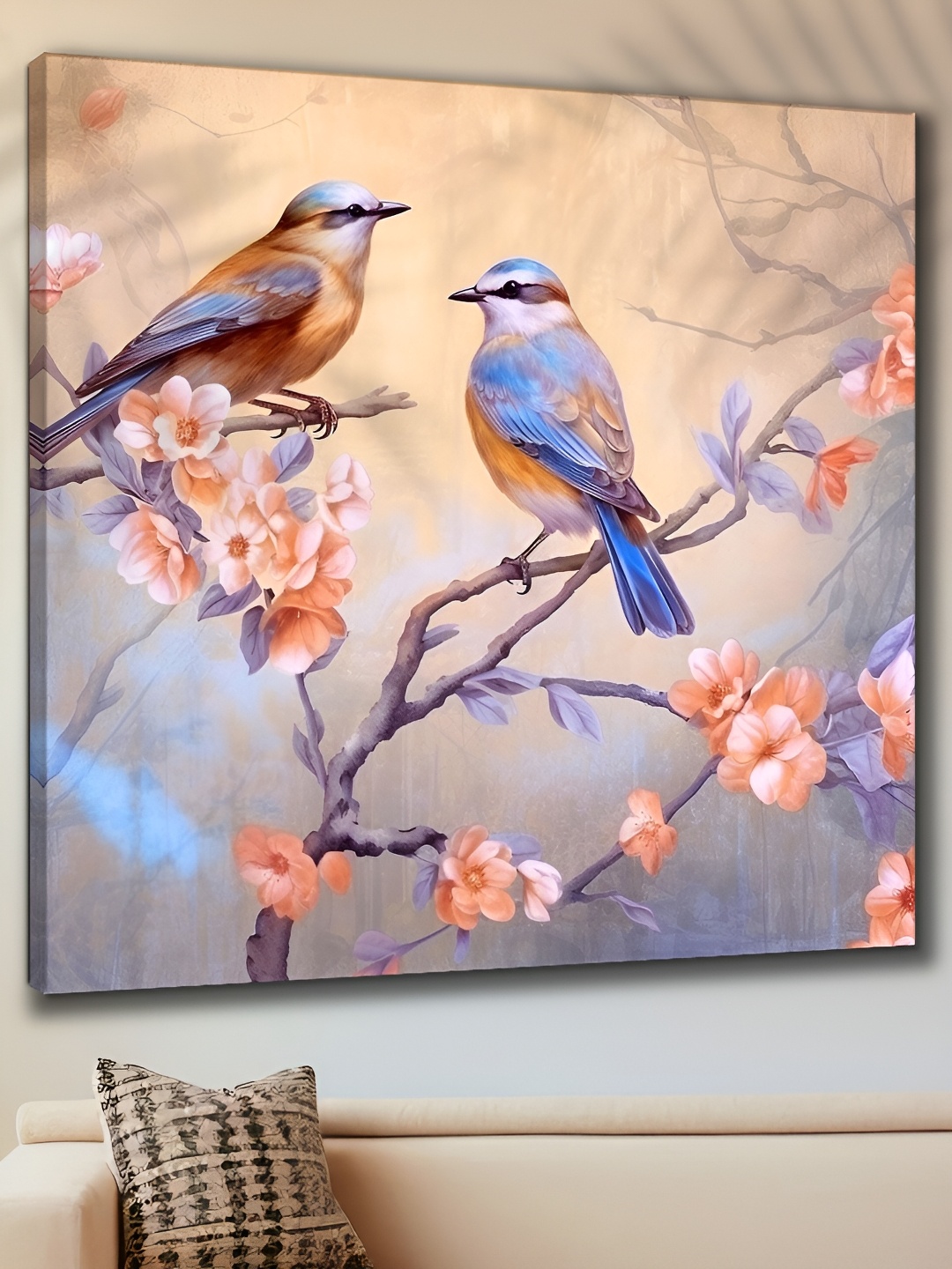 

SAF Blue & Peach-Coloured Wooden Floral and Botanical Paintings Wall Art