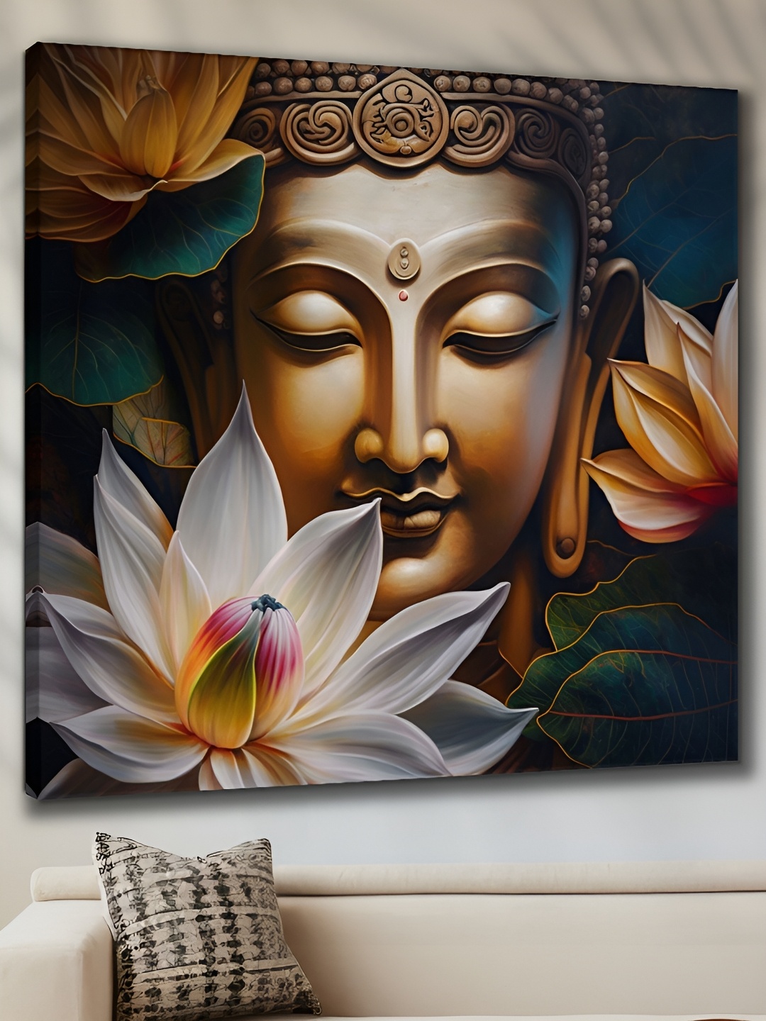 

SAF Brown & White Wooden Lord Buddha Wall Art