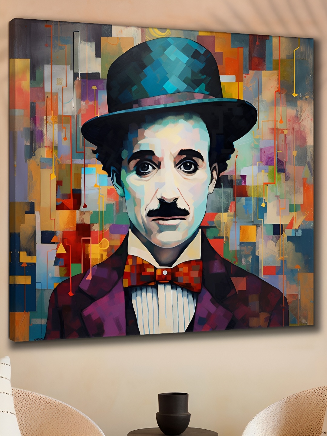 

SAF Blue & Purple Wooden Charlie Chaplin Wall Art