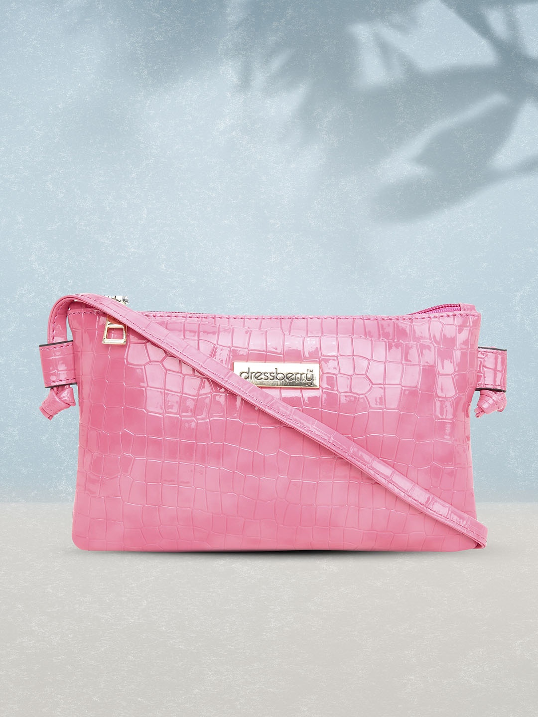 

DressBerry Women Textured Structured Sling Bag, Pink