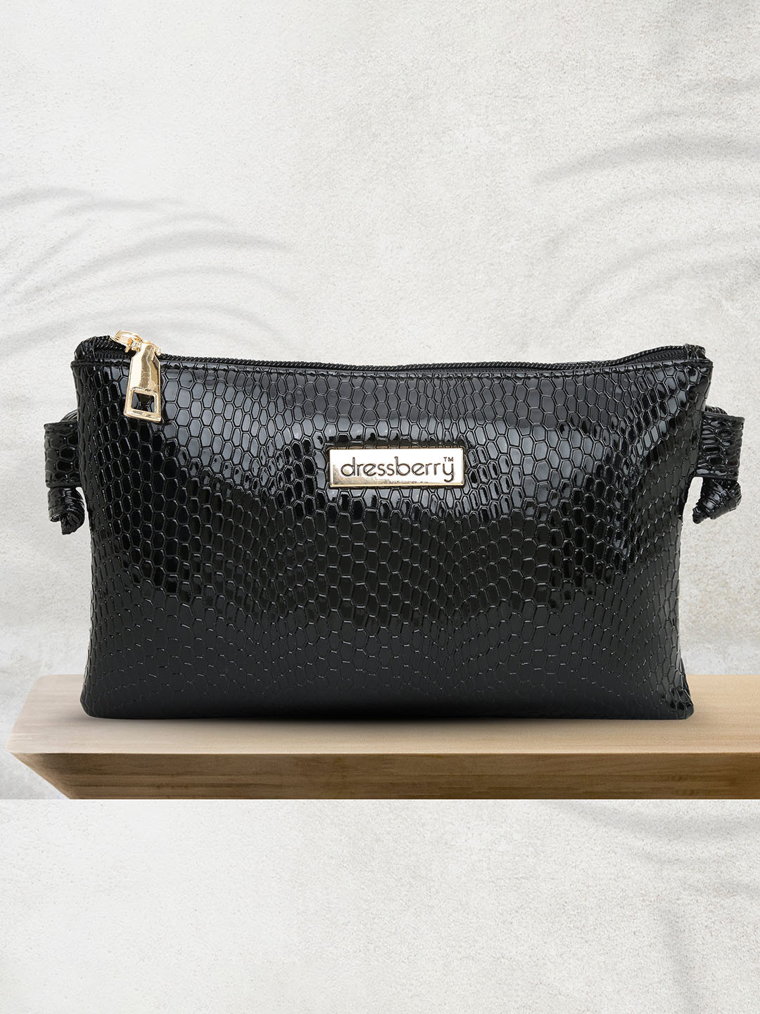 

DressBerry Black Textured Structured Sling Bag