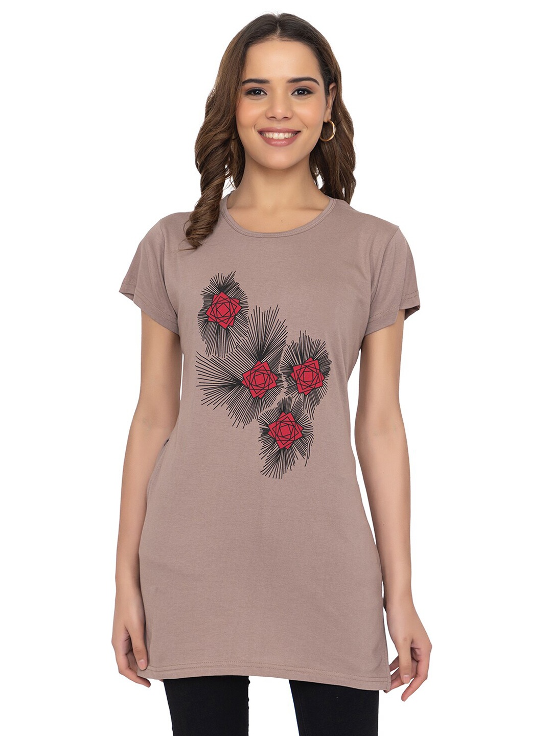 

TWENTY ME Women Printed T-shirt, Brown
