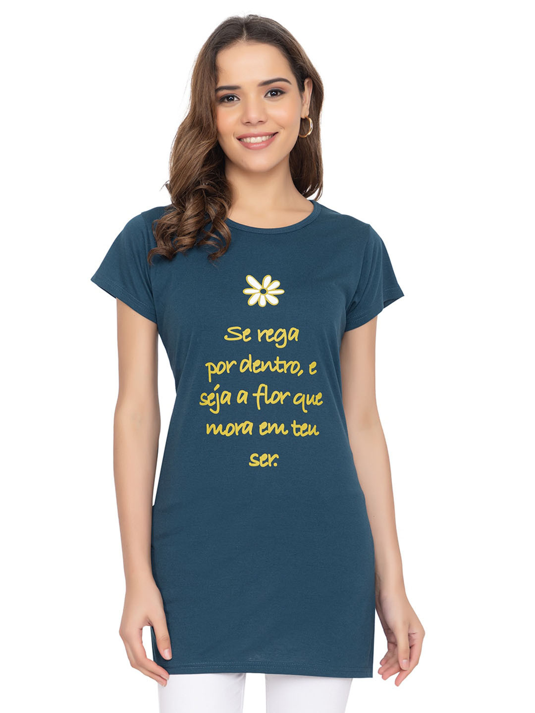 

TWENTY ME Women Typography Printed Round Neck T-shirt, Navy blue
