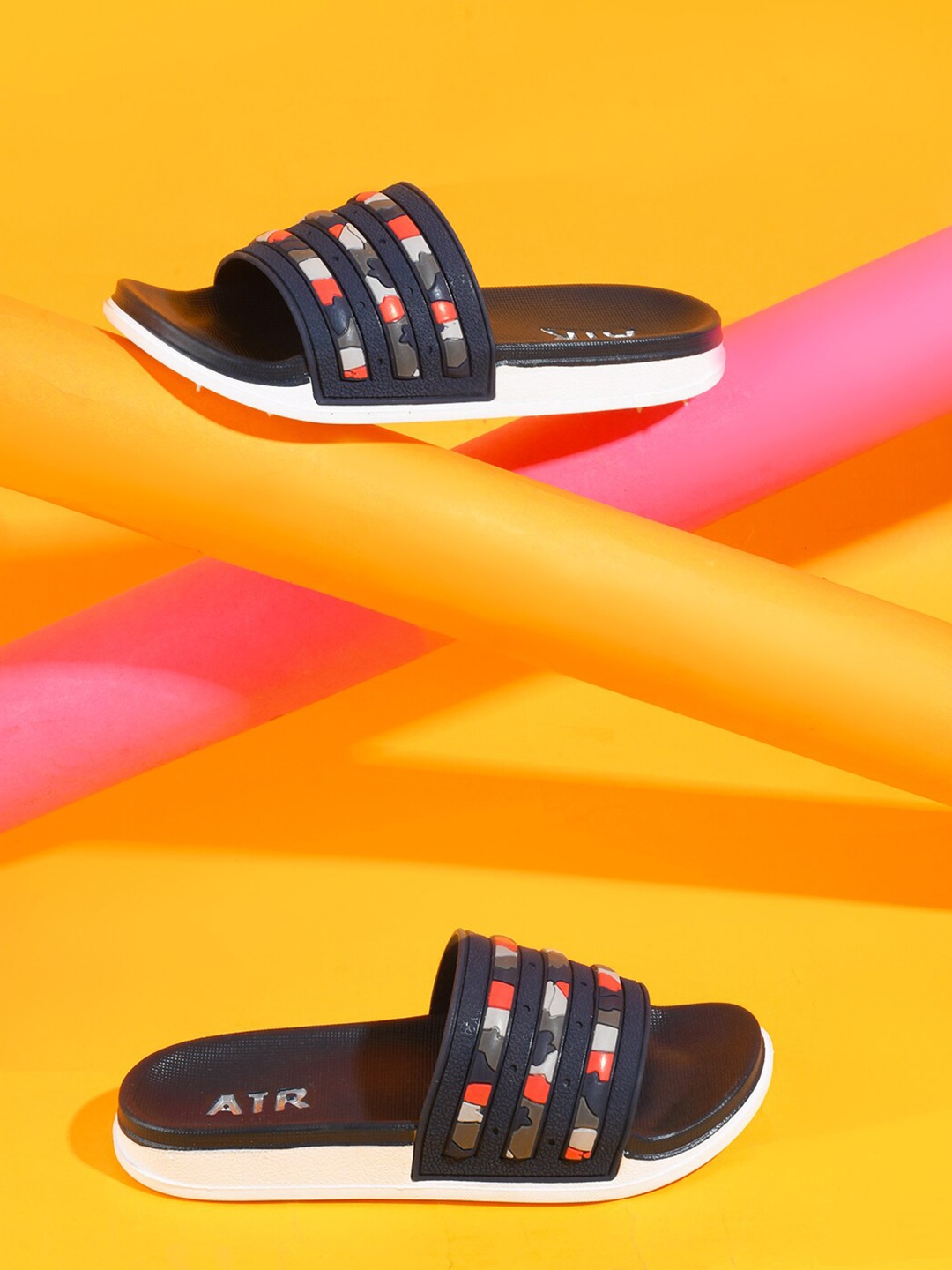 

KATS Kids Self Design Sliders, Navy blue