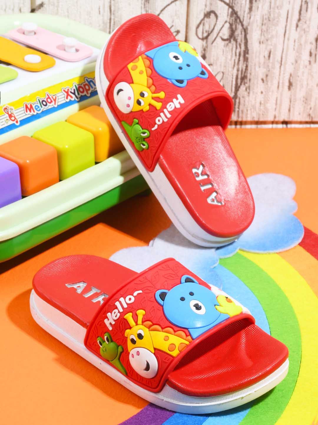 

KATS Unisex Kids Printed Sliders, Red