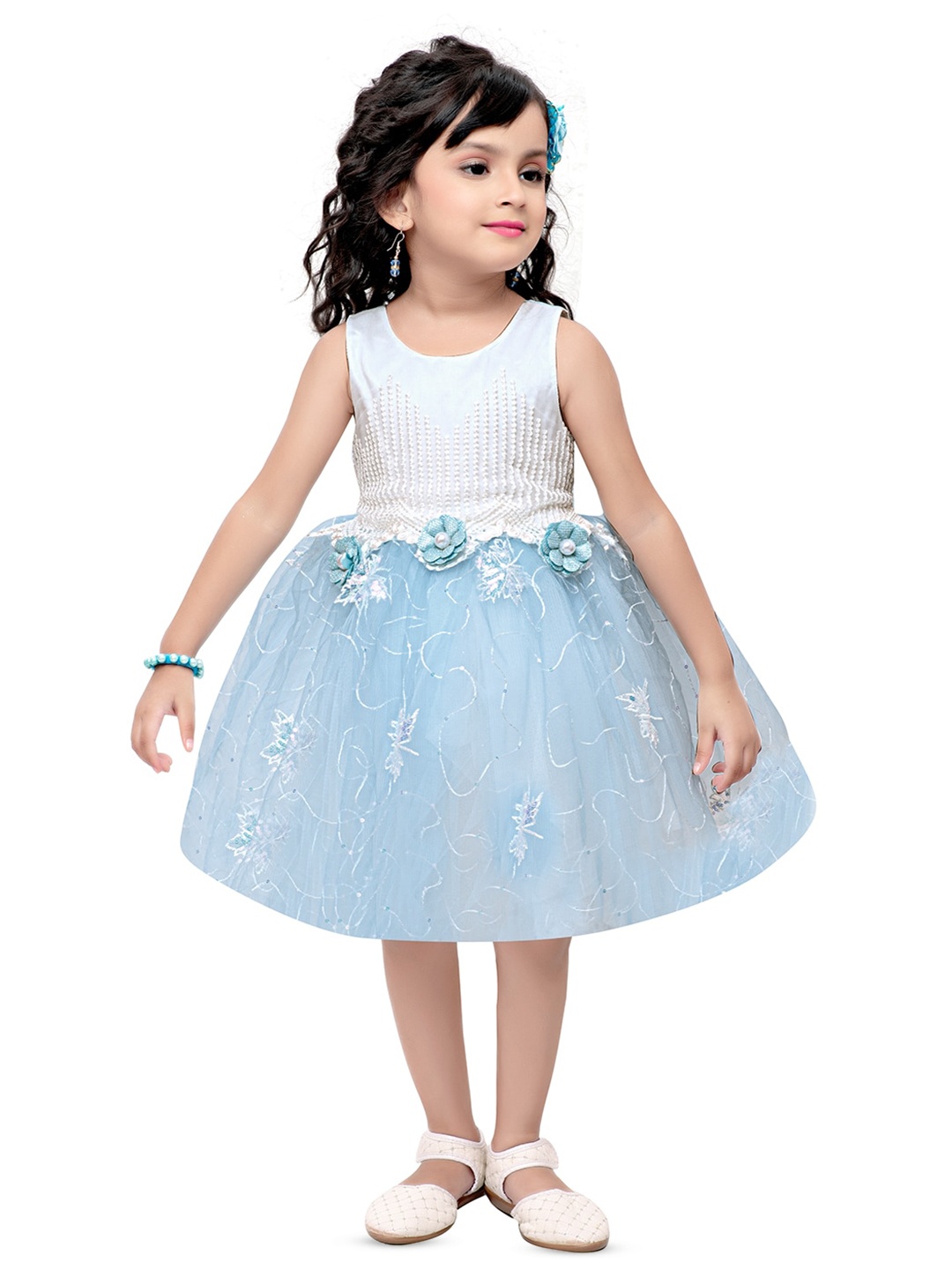 

BAESD Girls Net Fit & Flare Dress, Blue