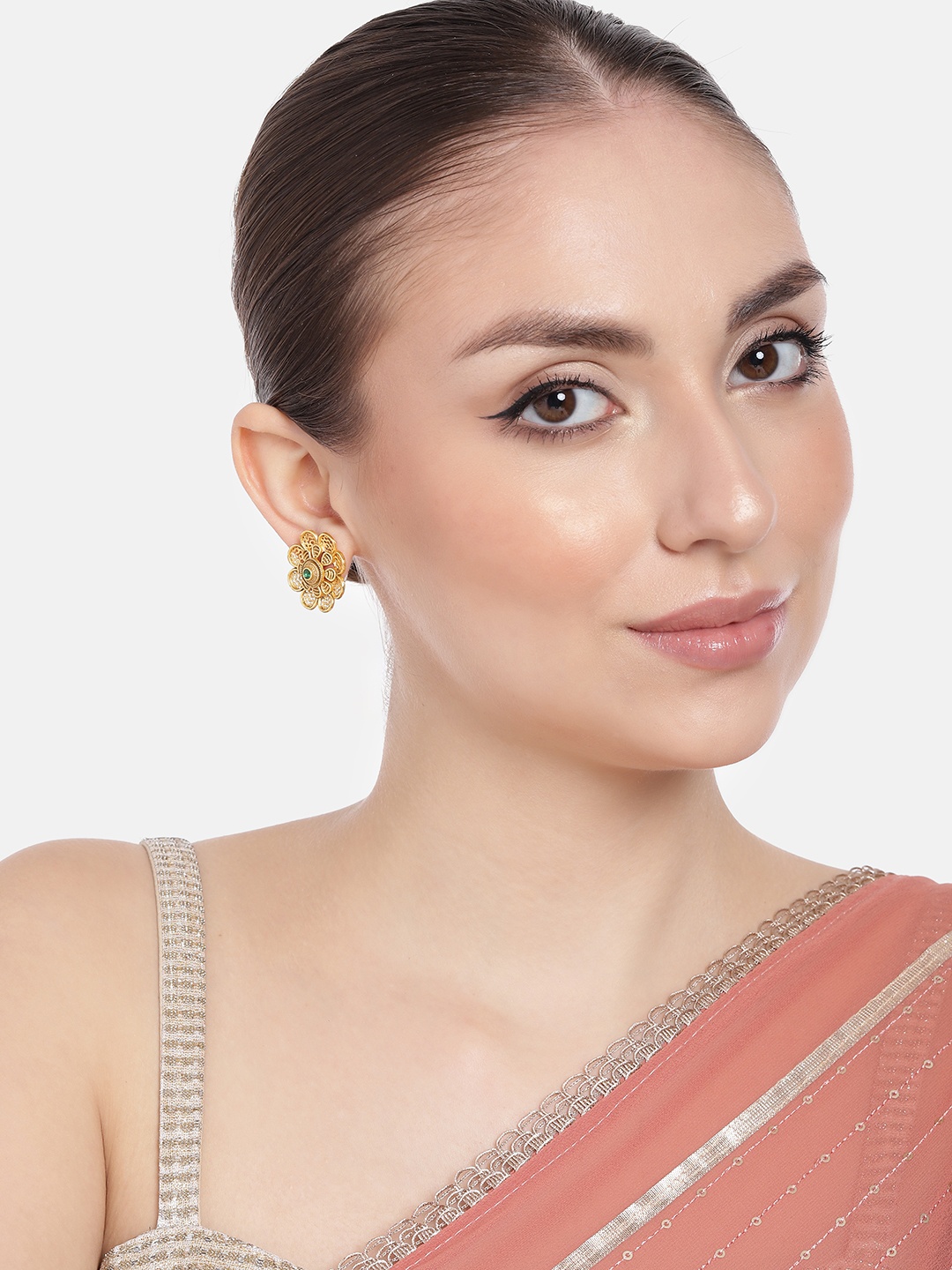 

Estele Gold-Plated Floral Crystal Studs