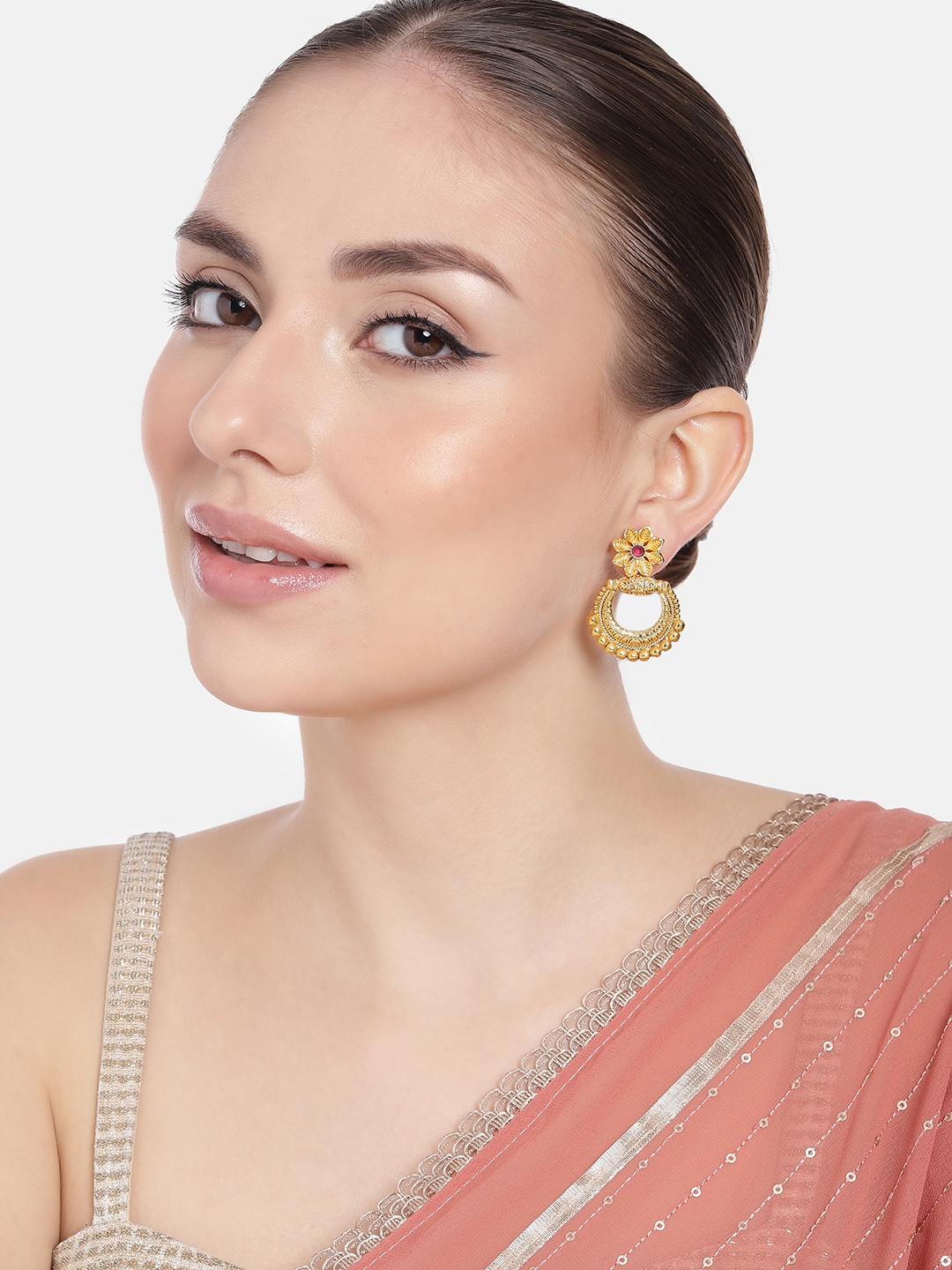 

Estele Gold-Plated Contemporary Crystals Drop Earrings