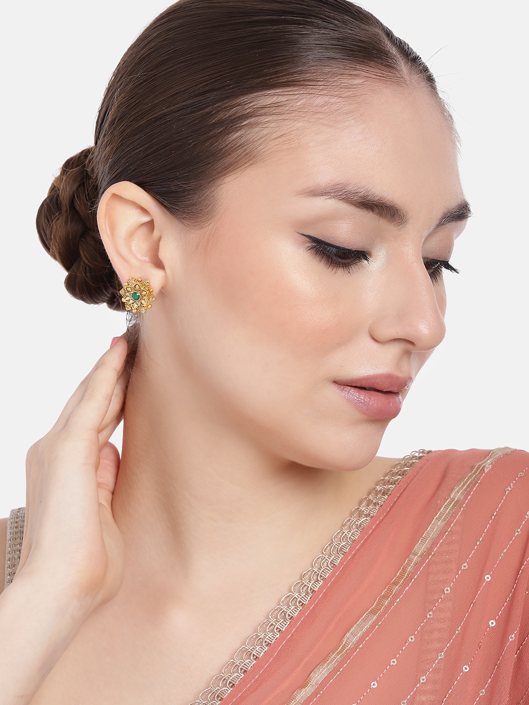 

Estele Gold-Plated Floral Crystal Studs