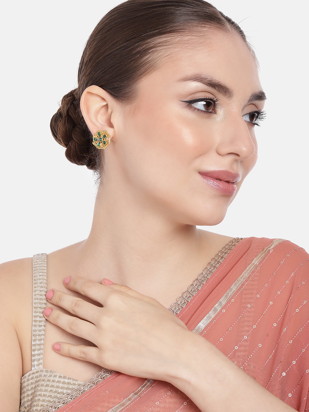 

Estele Gold-Plated Floral Crystal Studs