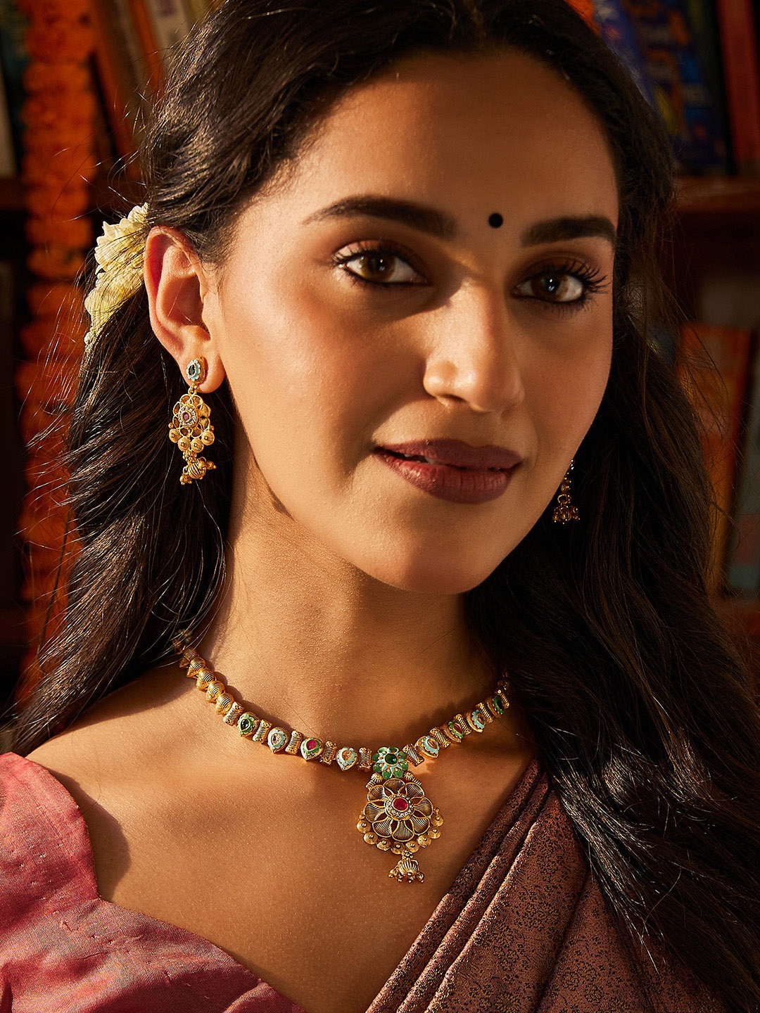 

Estele Gold-Plated Crystal-Studded Jewellery Set