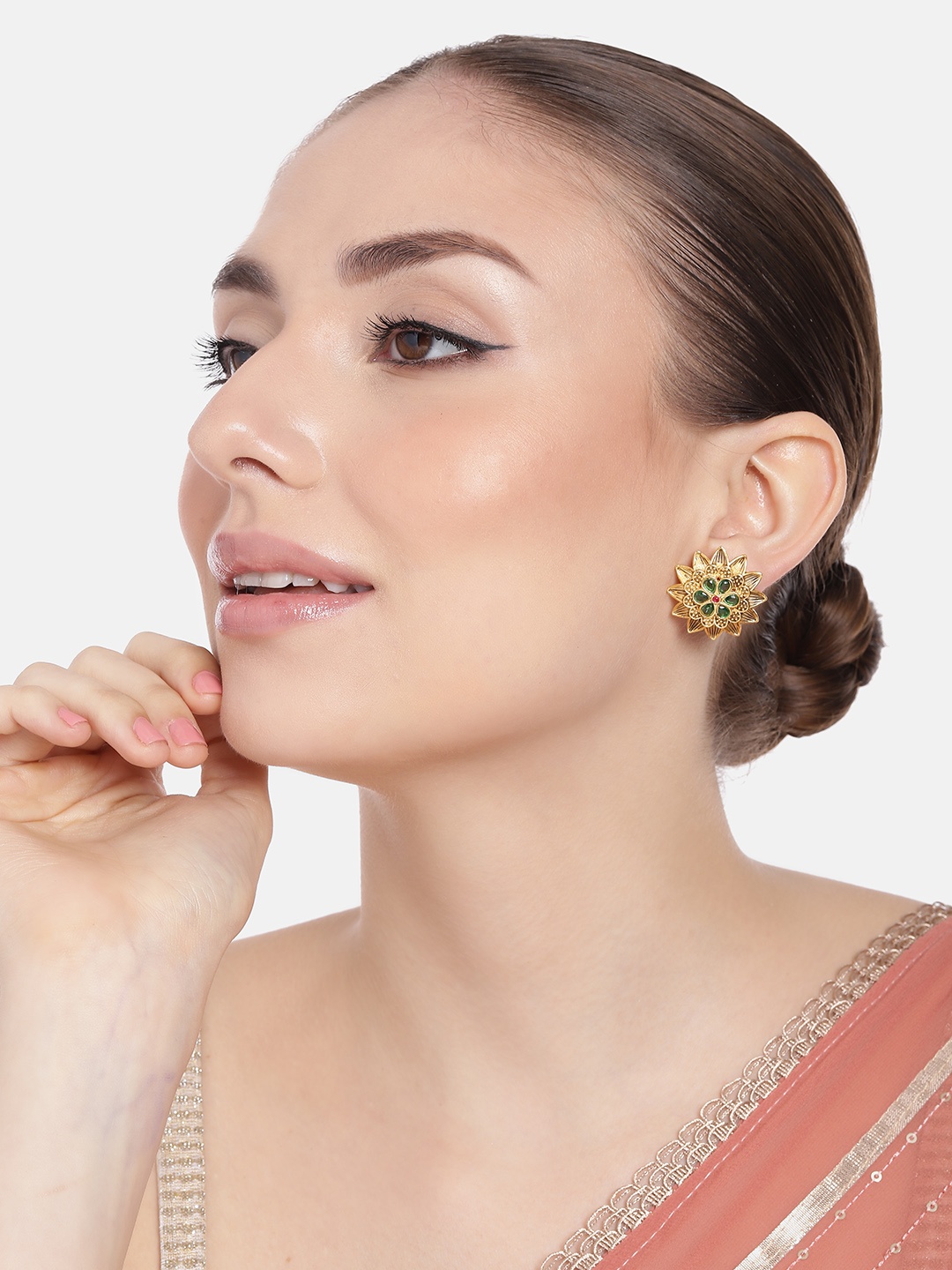 

Estele Gold-Plated Floral Crystal Studs