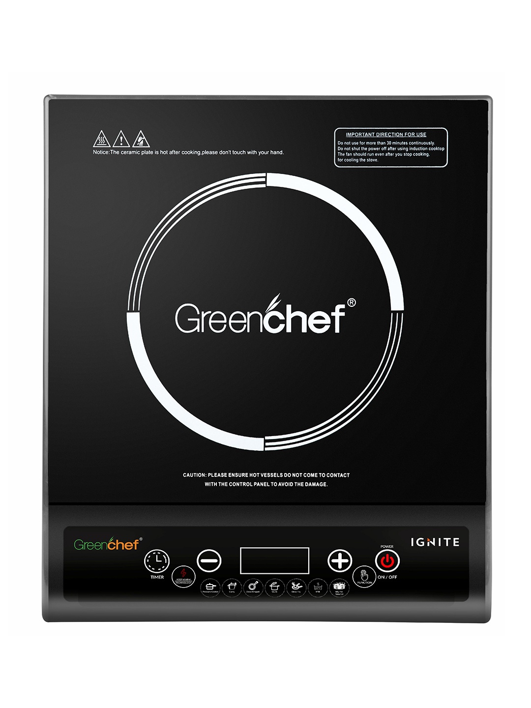 

Greenchef Black Ignite 1800W Induction Cooktop