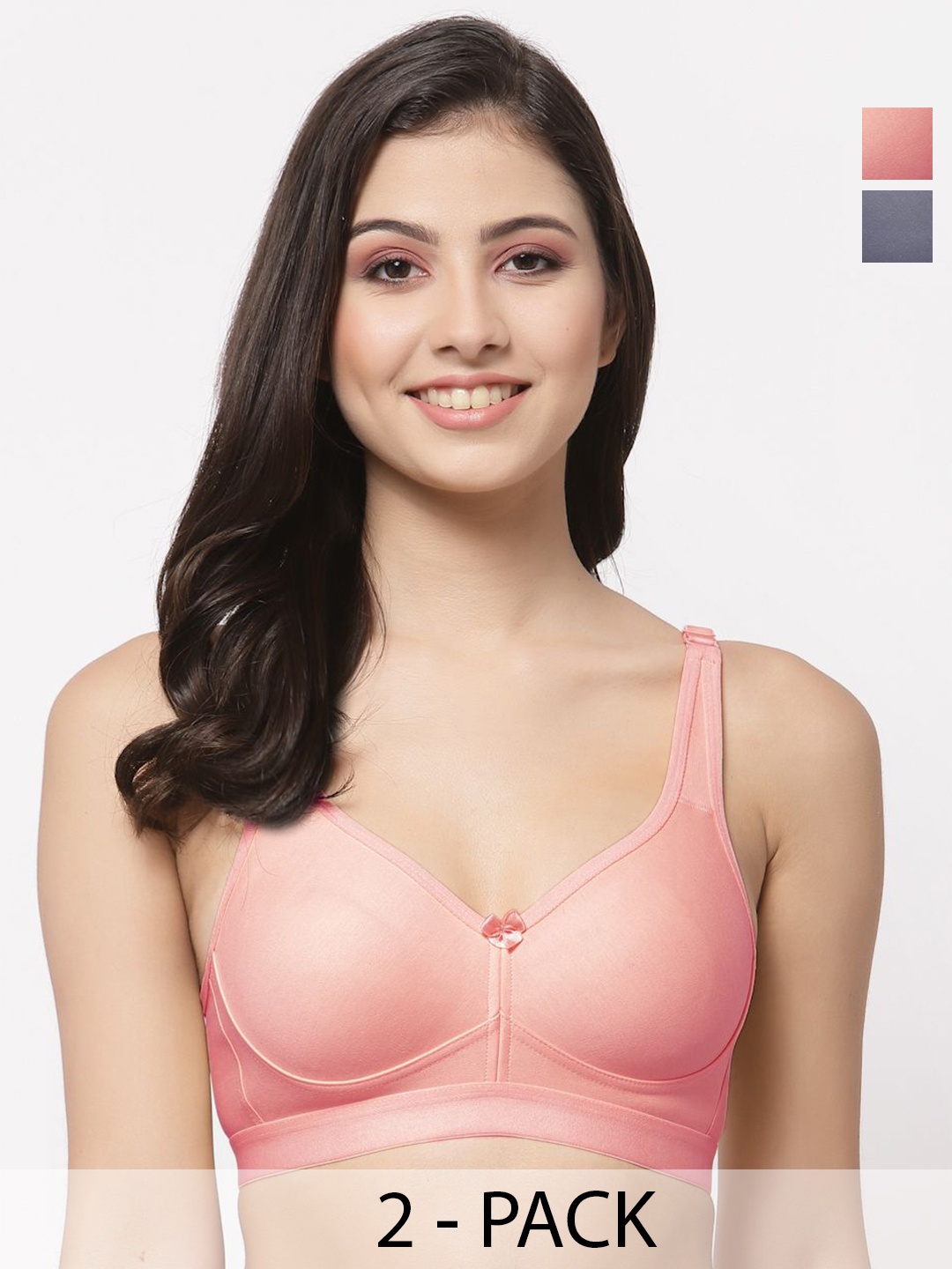 College Girl Pack of 2 Full Coverage Lightly Padded Minimizer Bra-All Day Comfort, Coral