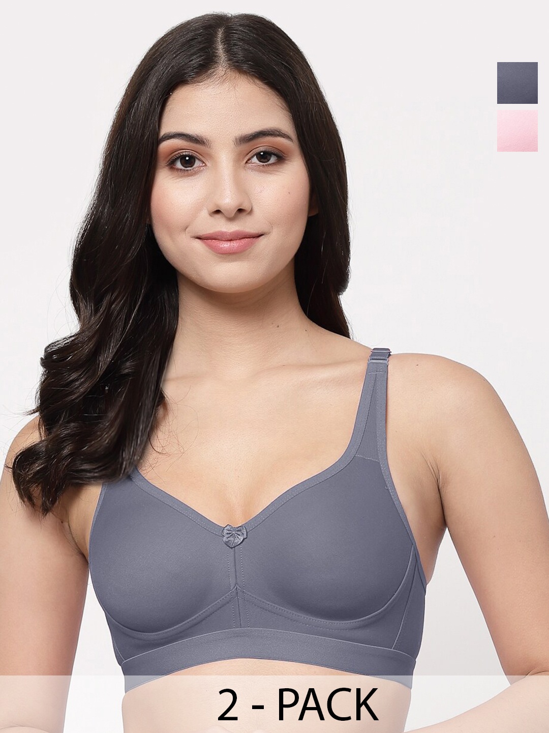 

College Girl Pack Of 2 Full Coverage Lightly Padded Minimizer Bra-All Day Comfort, Grey