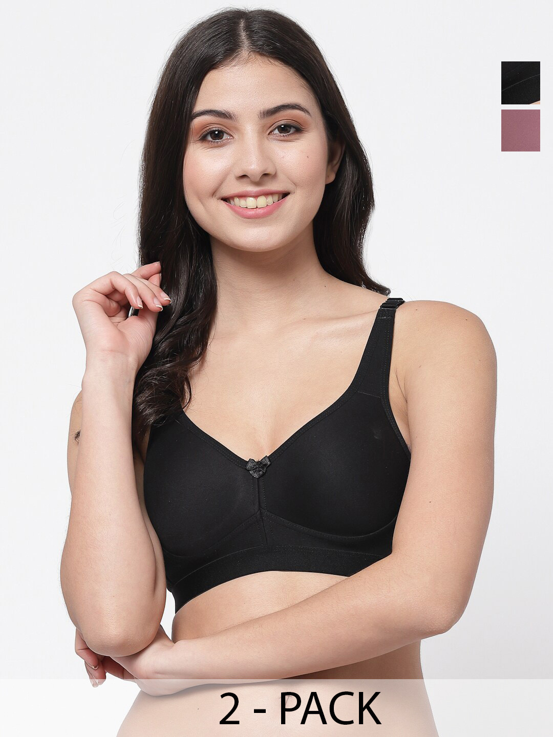 

College Girl Women Pack of 2 Full Coverage Lightly Padded Minimizer Bra, Black
