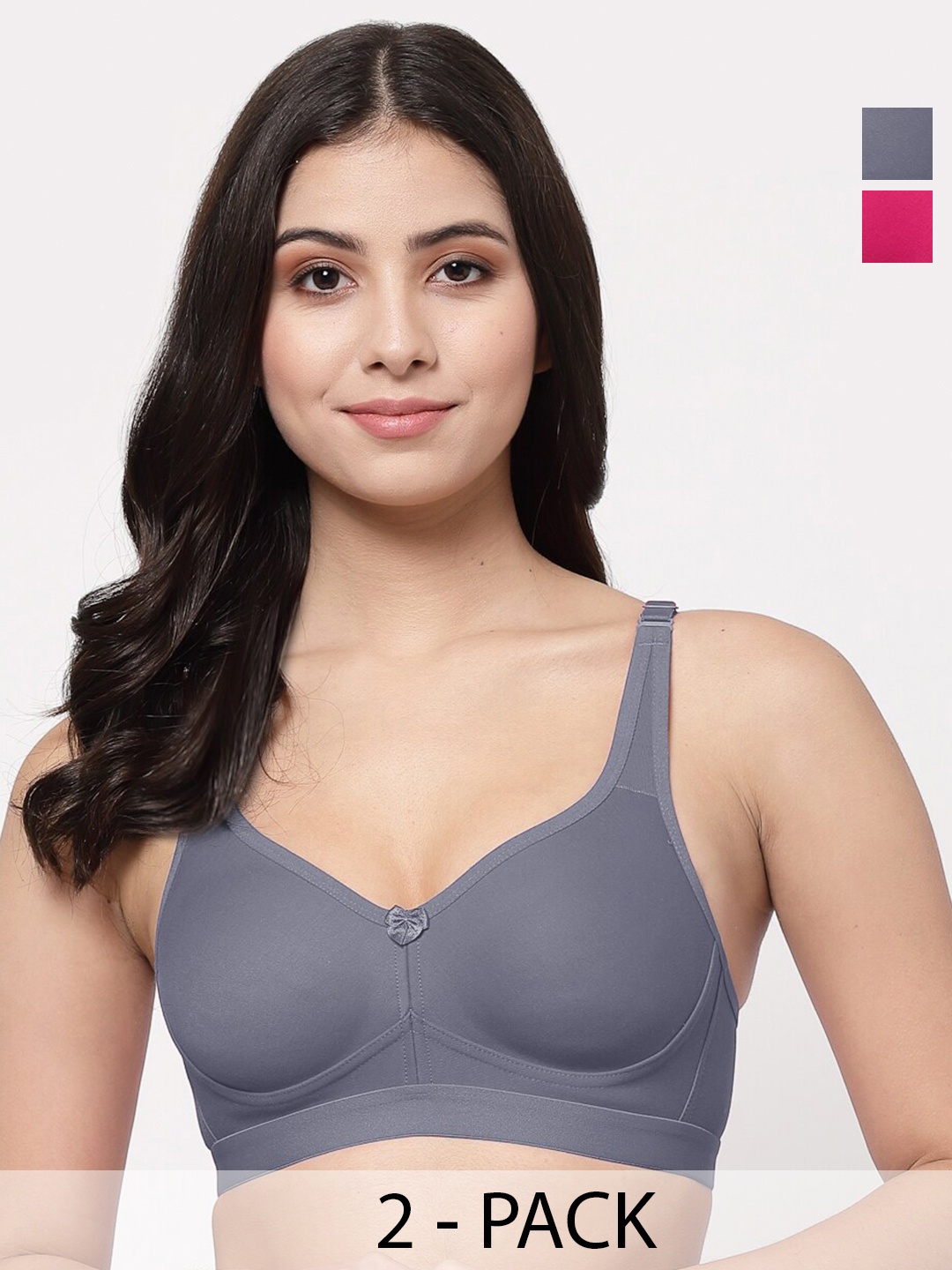 

College Girl Pack Of 2 Full Coverage Lightly Padded Minimizer Bra-All Day Comfort, Grey