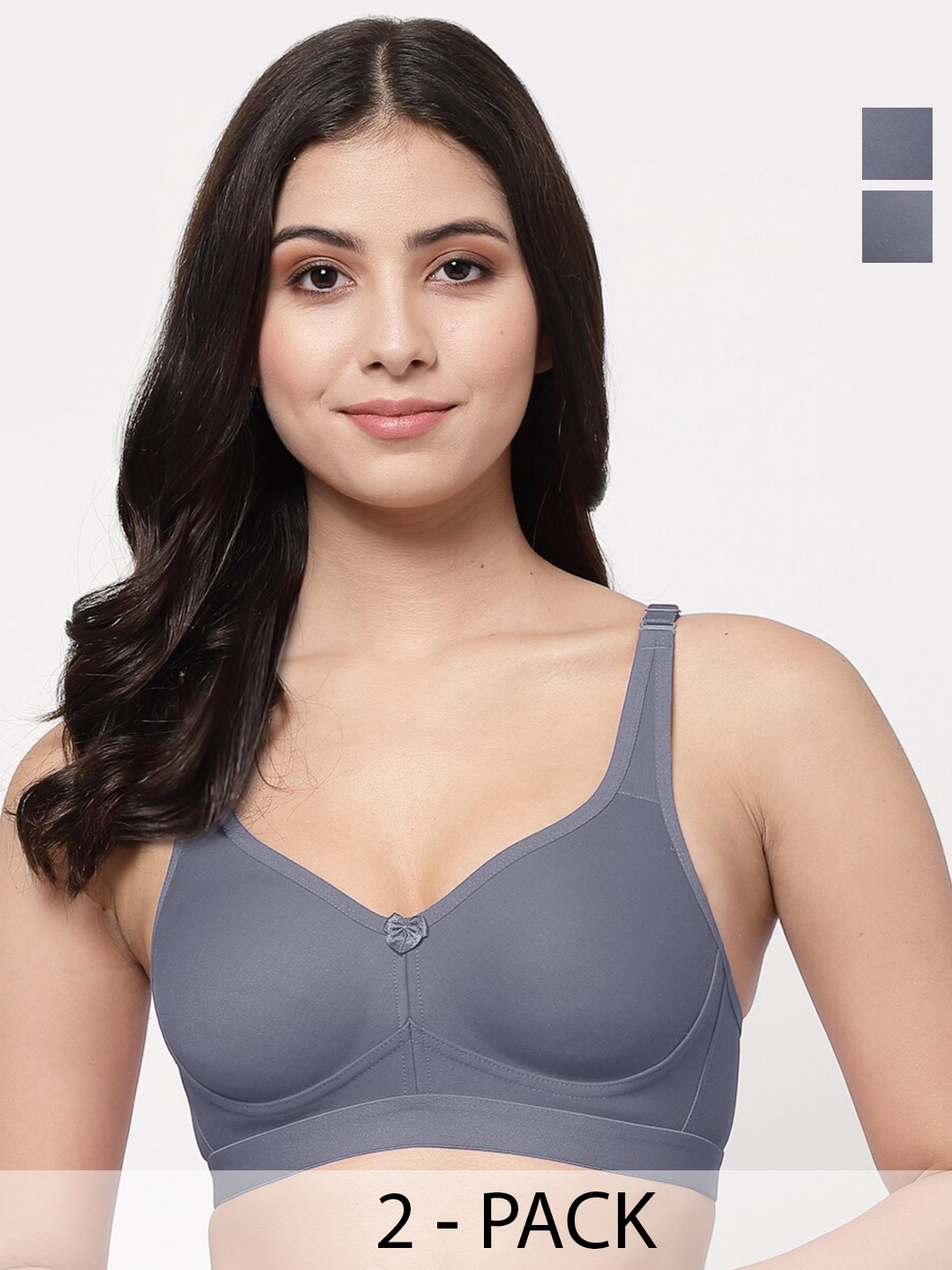 

College Girl Pack of 2 Full Coverage Lightly Padded Minimizer Bra-All Day Comfort, Grey