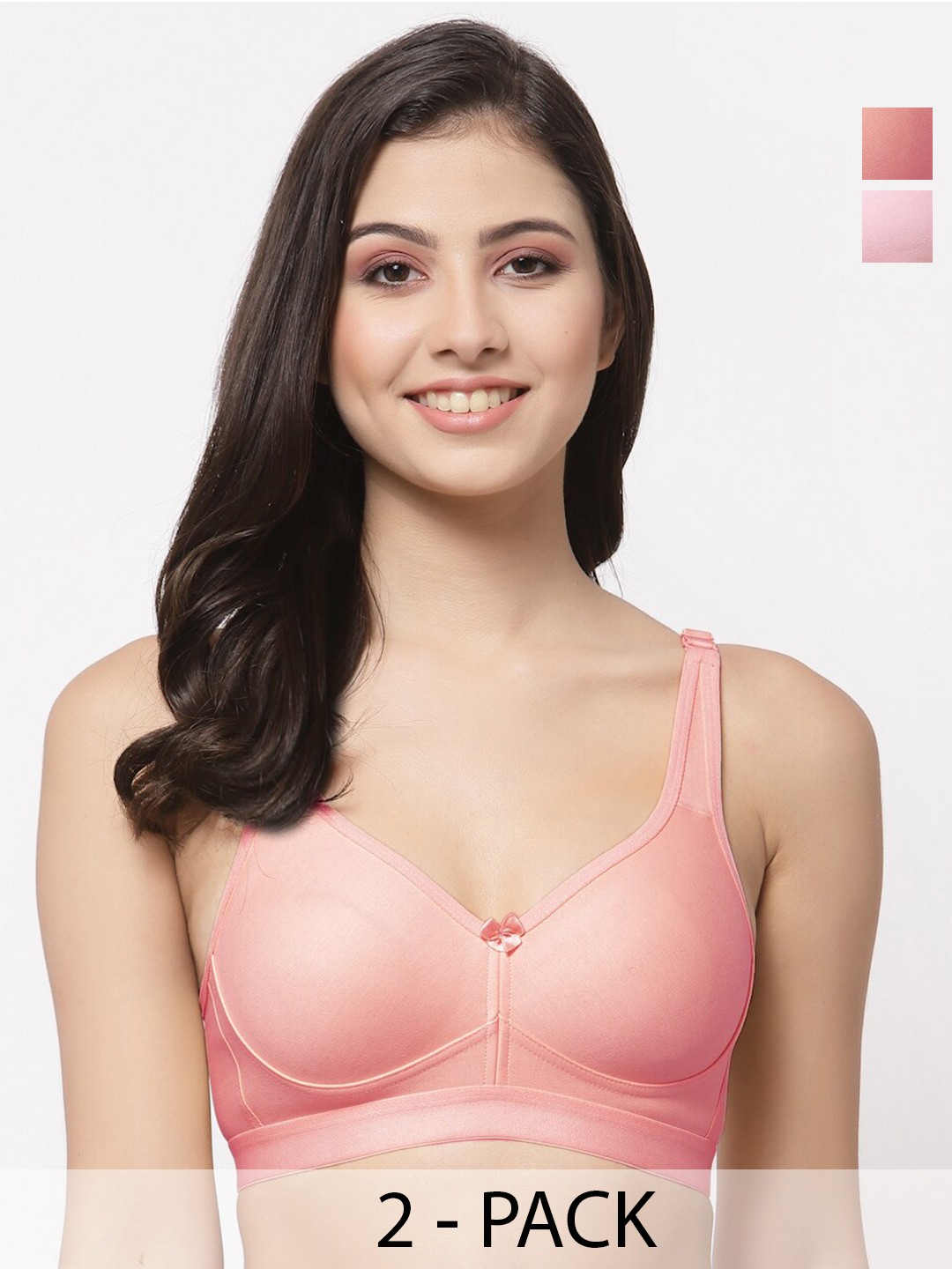 

College Girl Pack of 2 Full Coverage Lightly Padded Minimizer Bra-All Day Comfort, Pink