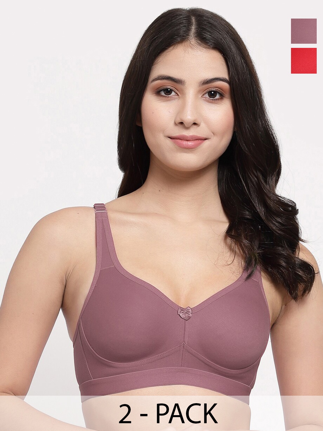 

College Girl Women Pack of 2 Full Coverage Lightly Padded Minimizer Bra, Brown