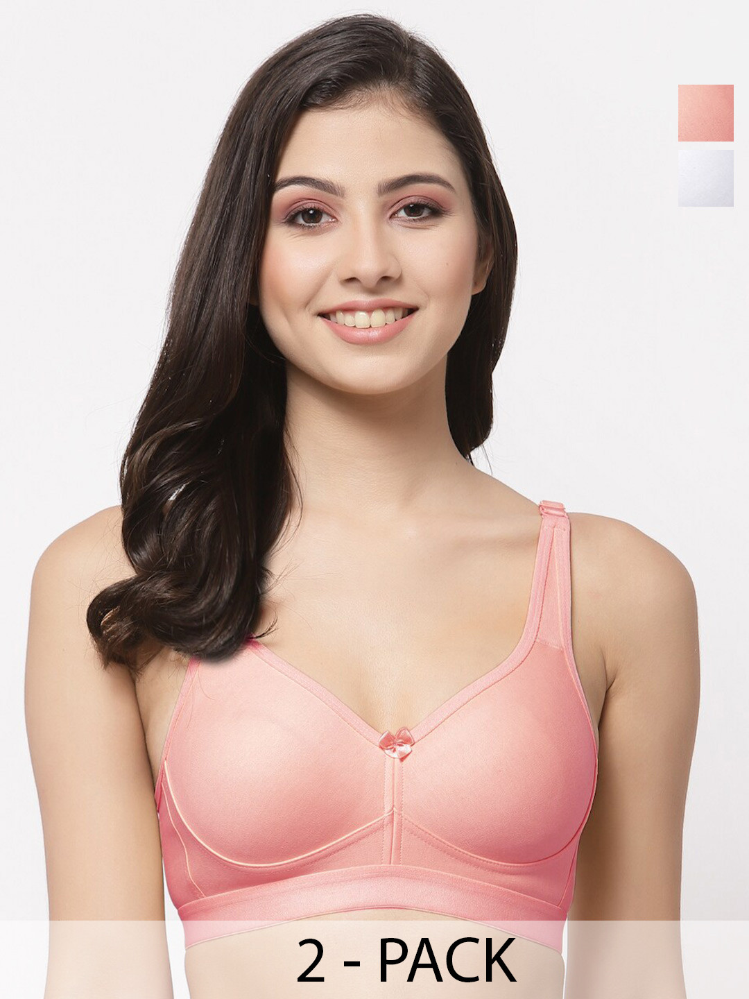 

College Girl Pack of 2 Full Coverage Lightly Padded Minimizer Bra-All Day Comfort, Coral