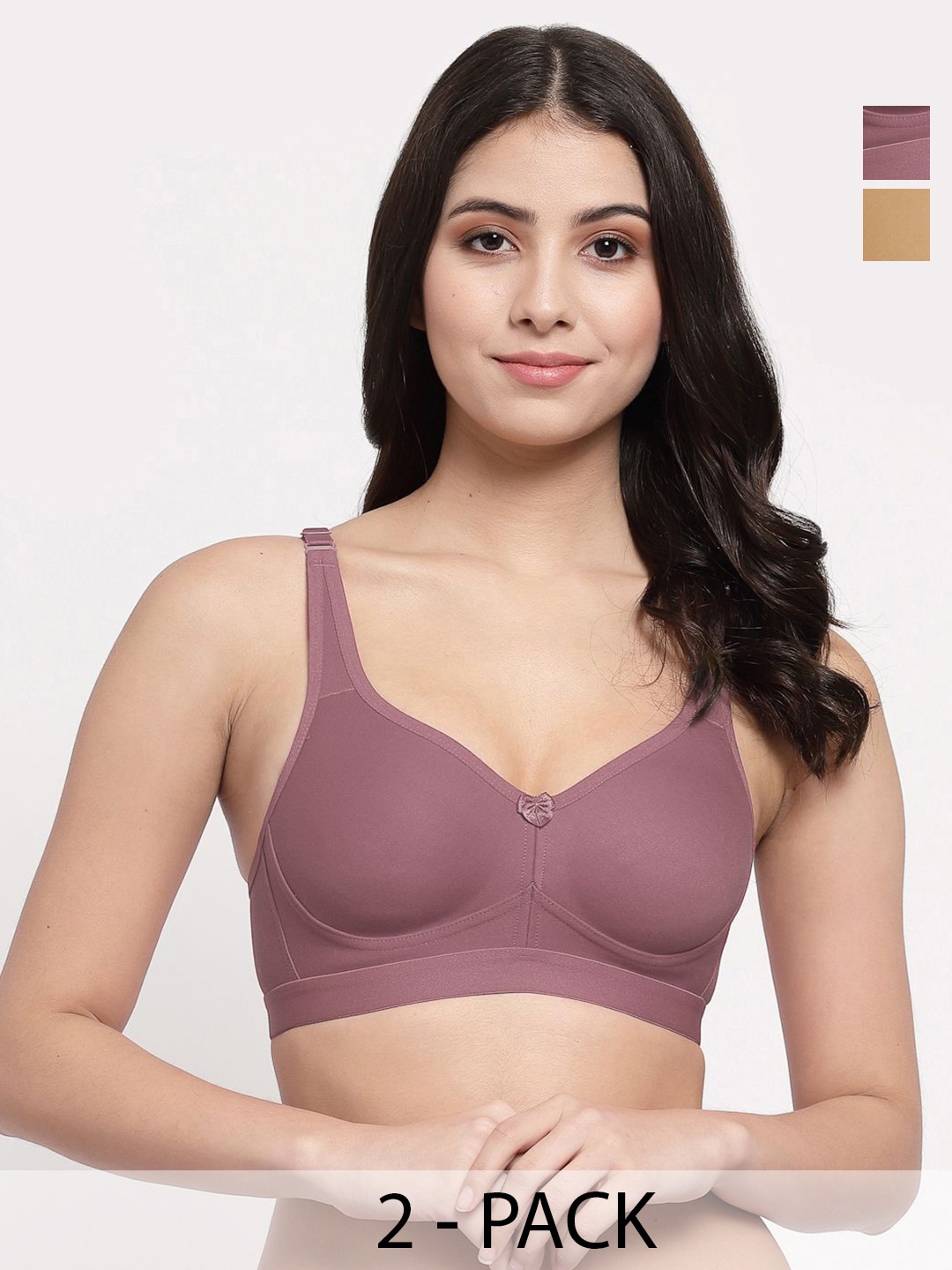 

College Girl Women Pack of 2 Full Coverage Lightly Padded Minimizer Bra, Mauve