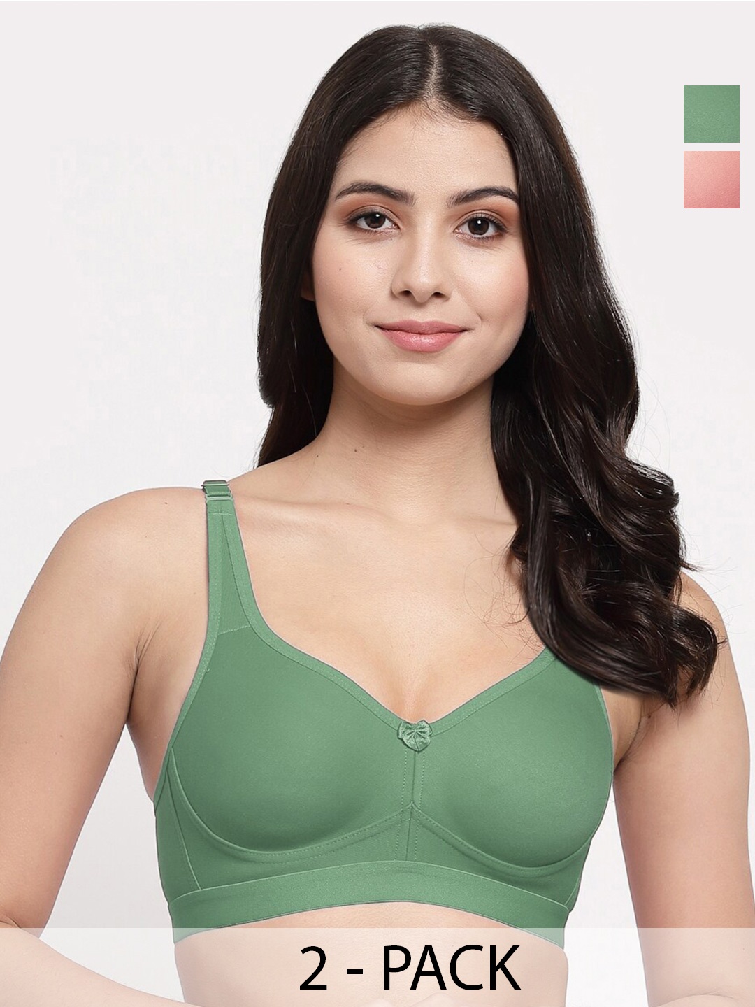 

College Girl Pack of 2 Full Coverage Lightly Padded Minimizer Bra-All Day Comfort, Pink
