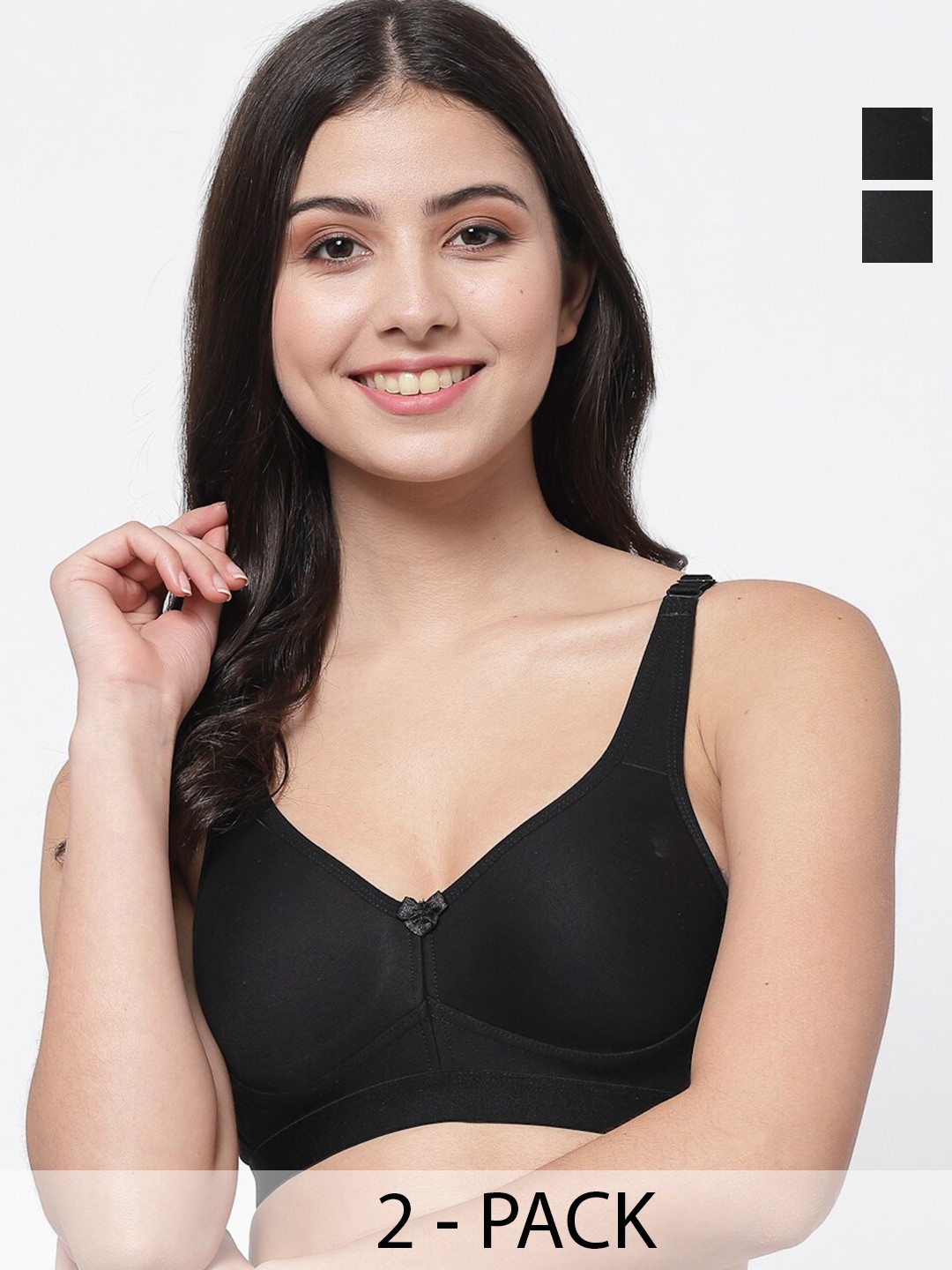 College Girl Pack of 2 Full Coverage Lightly Padded Minimizer Bra-All Day Comfort, Black
