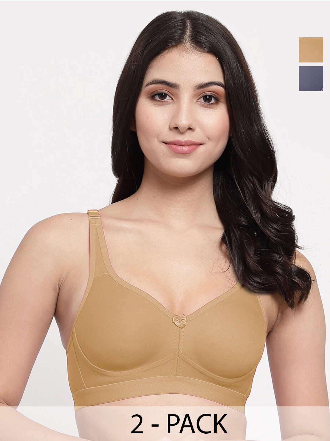 

College Girl Pack Of 2 Lightly Padded Everyday Bra With All Day Comfort, Grey