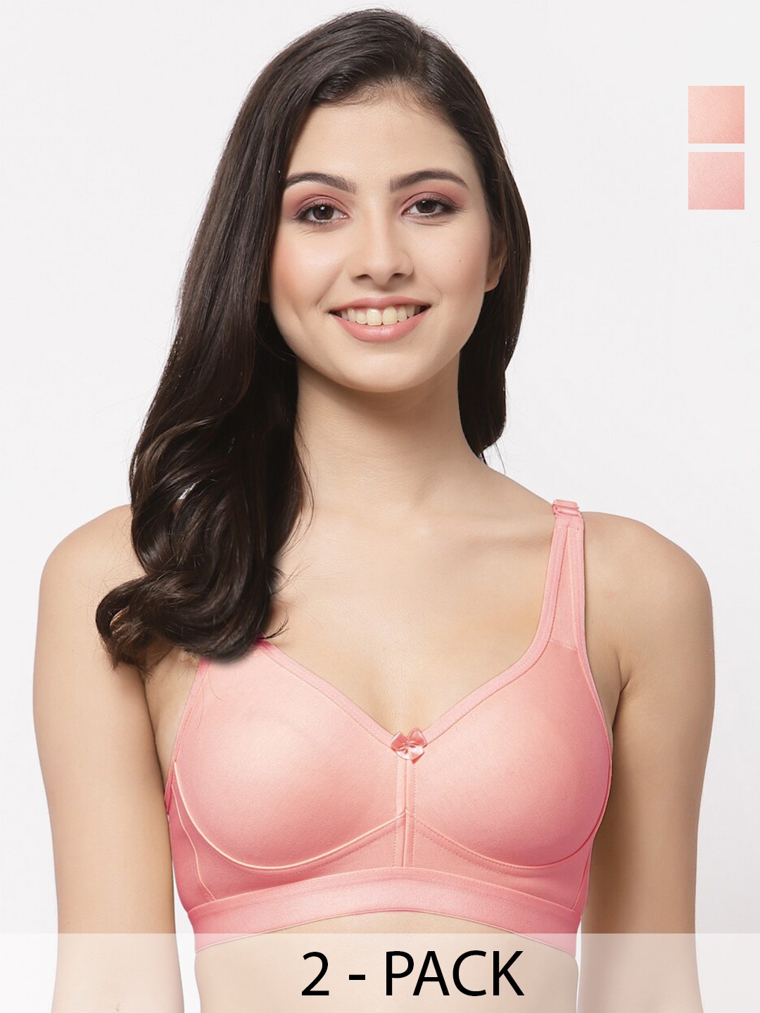 

College Girl Pack Of 2 Lightly Padded Super Support Cotton Minimizer Bra-All Day Comfort, Coral