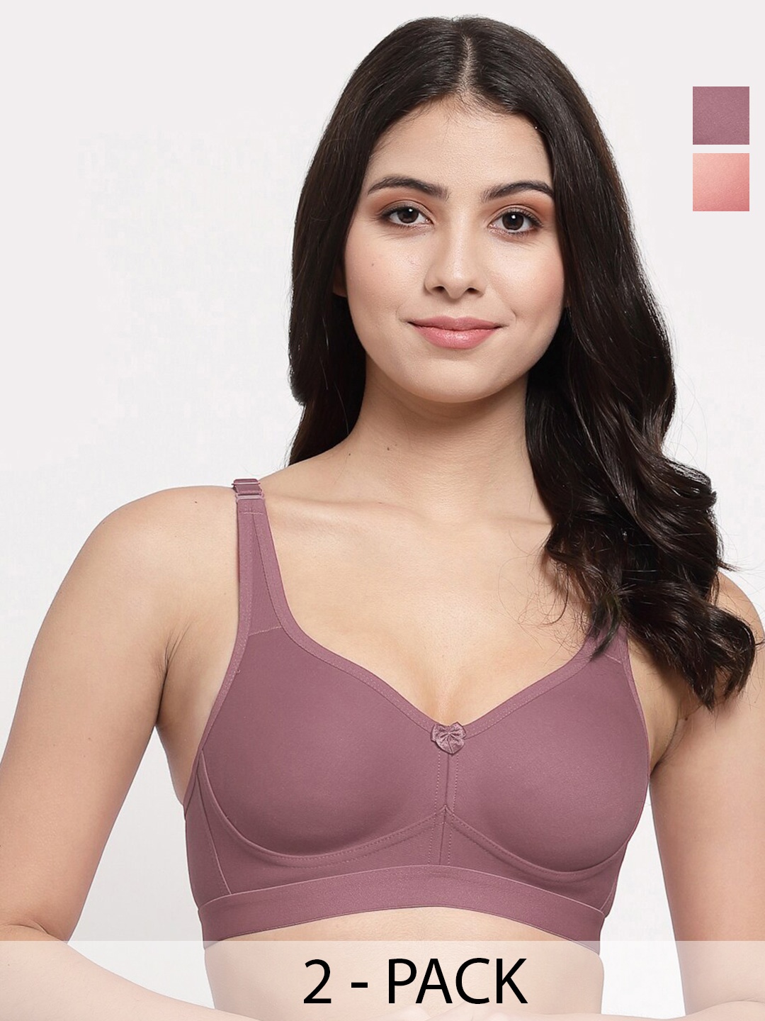 

College Girl Pack of 2 Full Coverage Lightly Padded Minimizer Bra With All Day Comfort, Brown