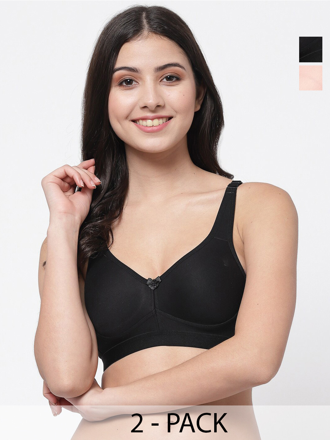 

College Girl Women Pack of 2 Full Coverage Lightly Padded Minimizer Bra, Black