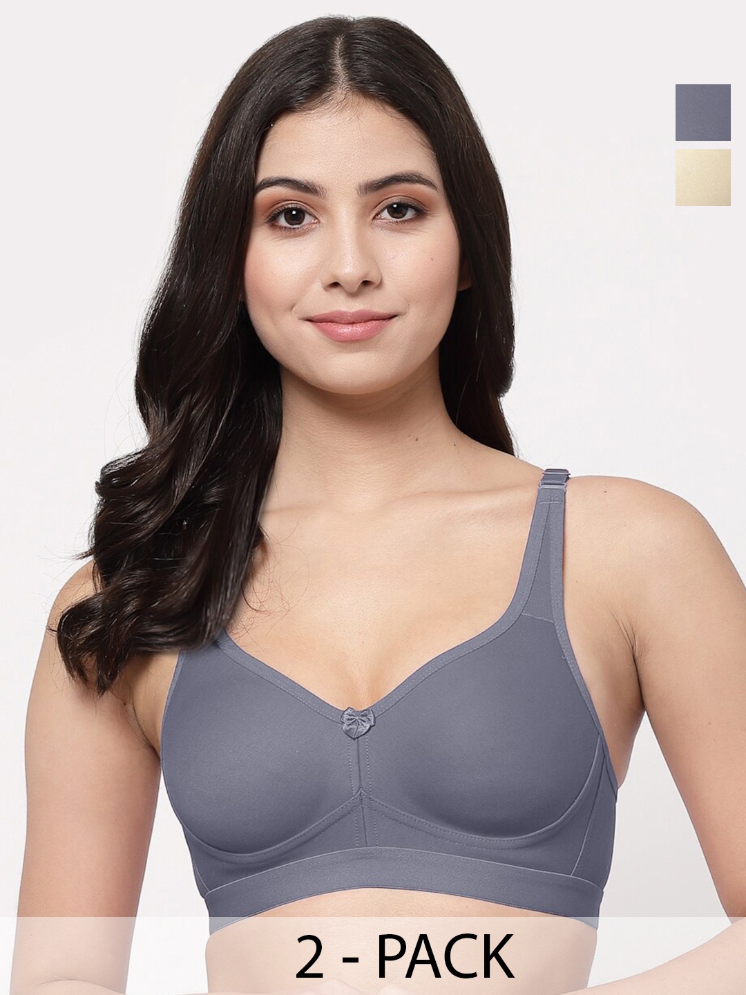 

College Girl Pack of 2 Full Coverage Lightly Padded Minimizer Bra-All Day Comfort, Grey