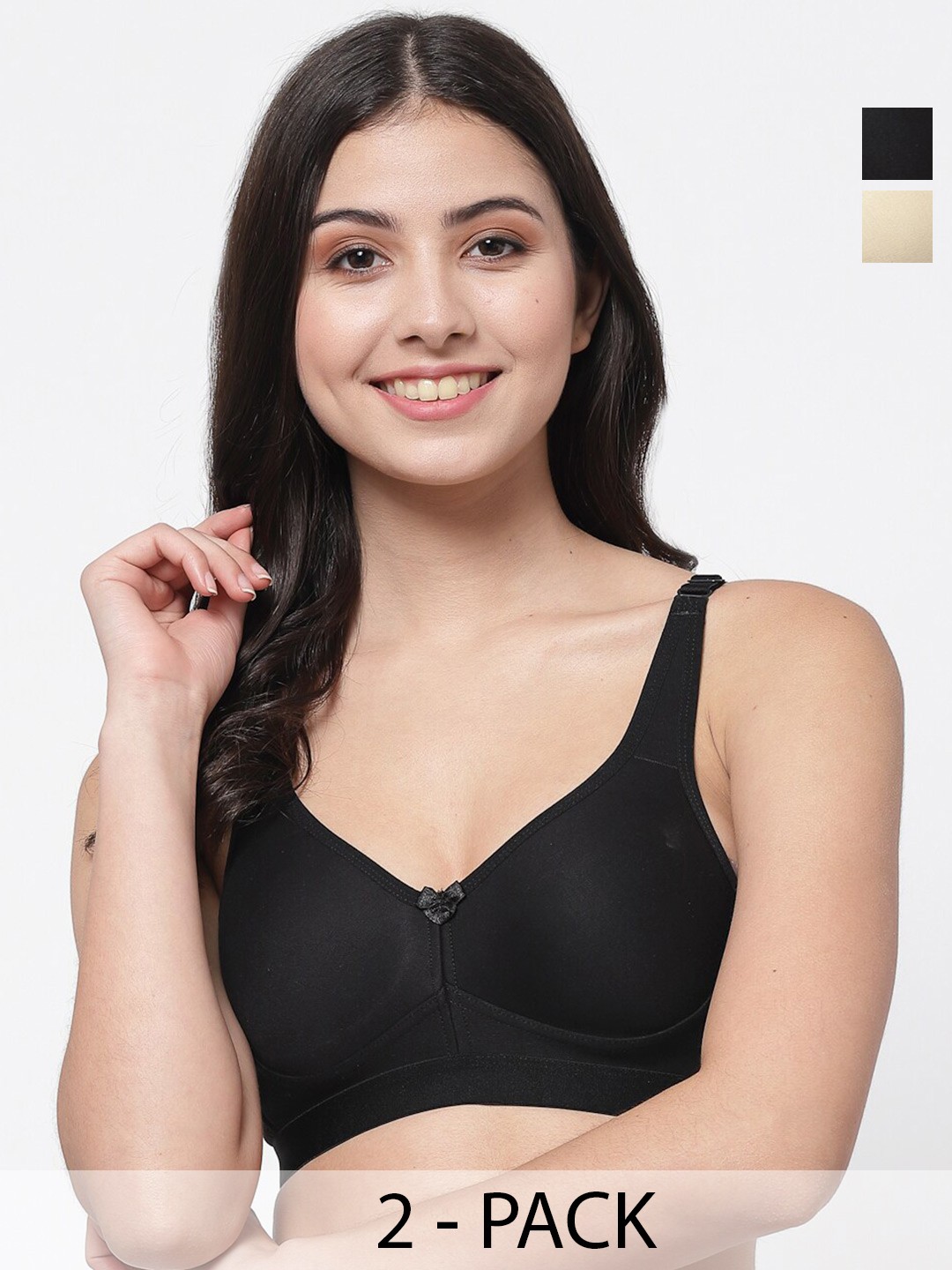 

College Girl Pack Of 2 Lightly Padded Everyday Bra With All Day Comfort, Black